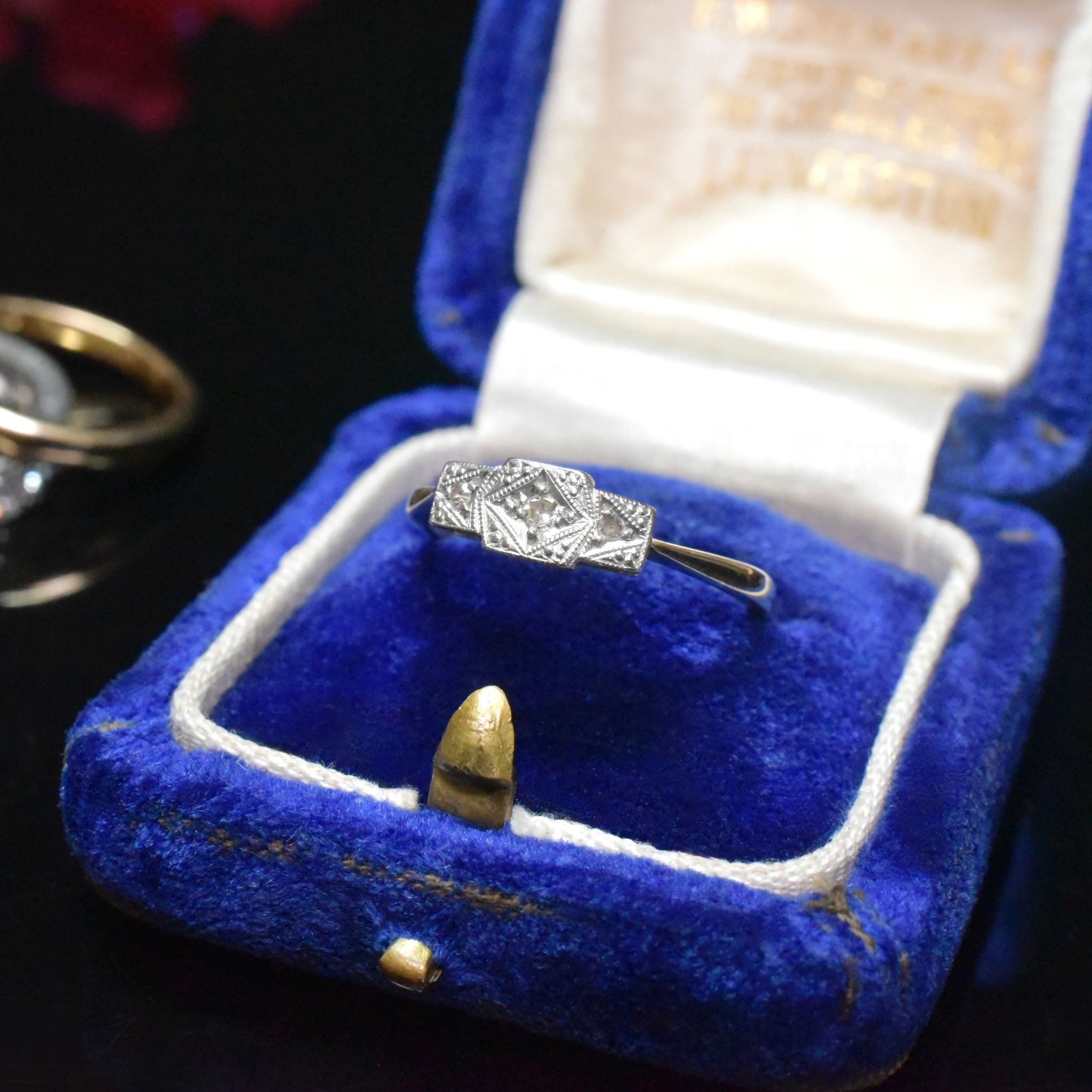 Antique Art Deco 9ct Yellow Gold And Platinum Diamond Ring Circa 1920’s