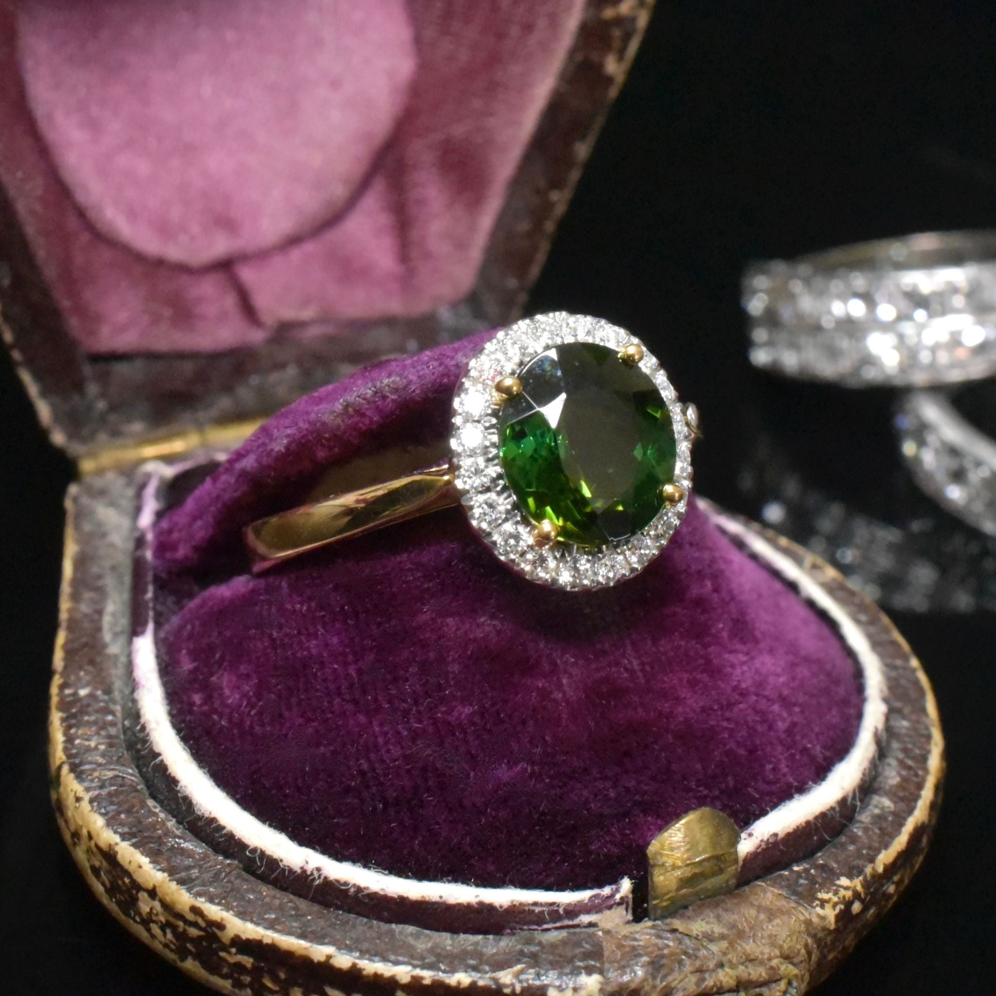 Superb 18ct Yellow Gold Tourmaline And Diamond Halo Ring Included in Purchase Valuation for $4500 AUD (2024)