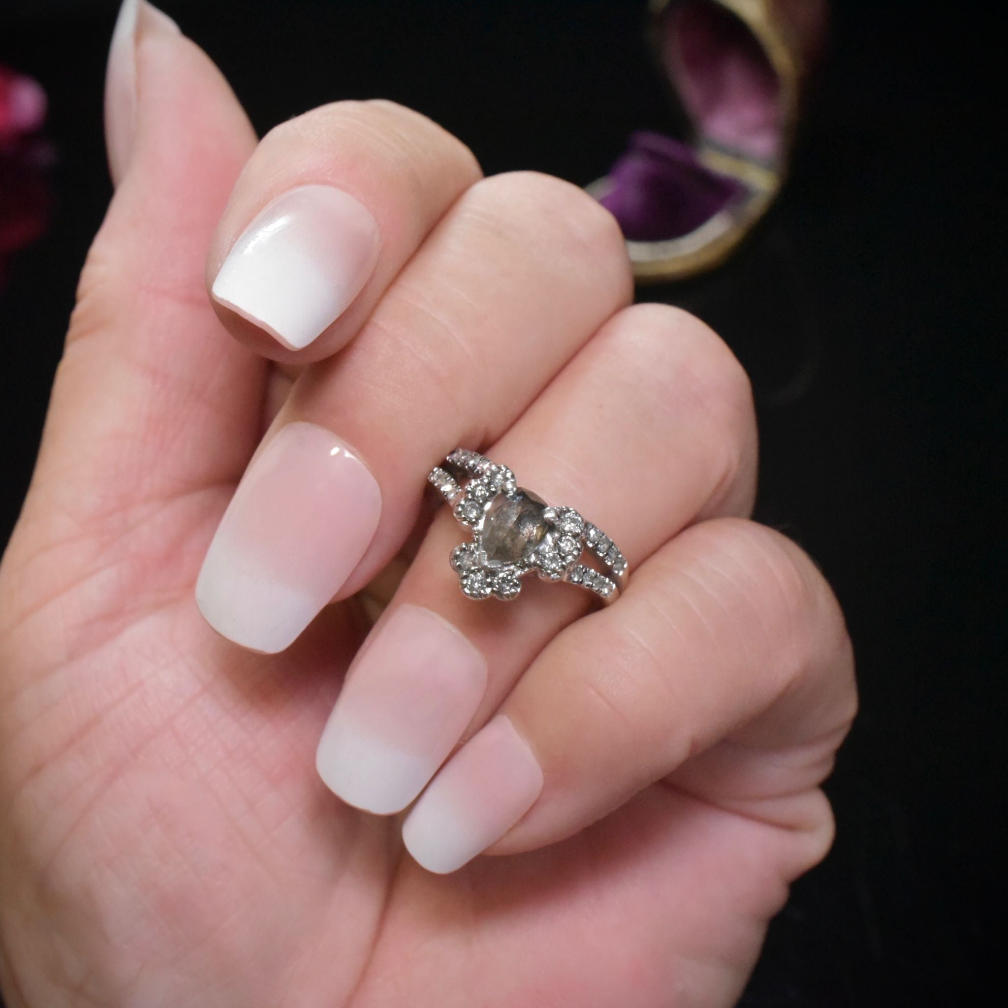 Outstanding Australian Designer Solid Platinum Salt & Pepper (1.06ct) Diamond Grey And White Diamond Ring - TDW 1.51ct Niche Australian Jewellery Designer ‘MANIA MANIA’ Sydney