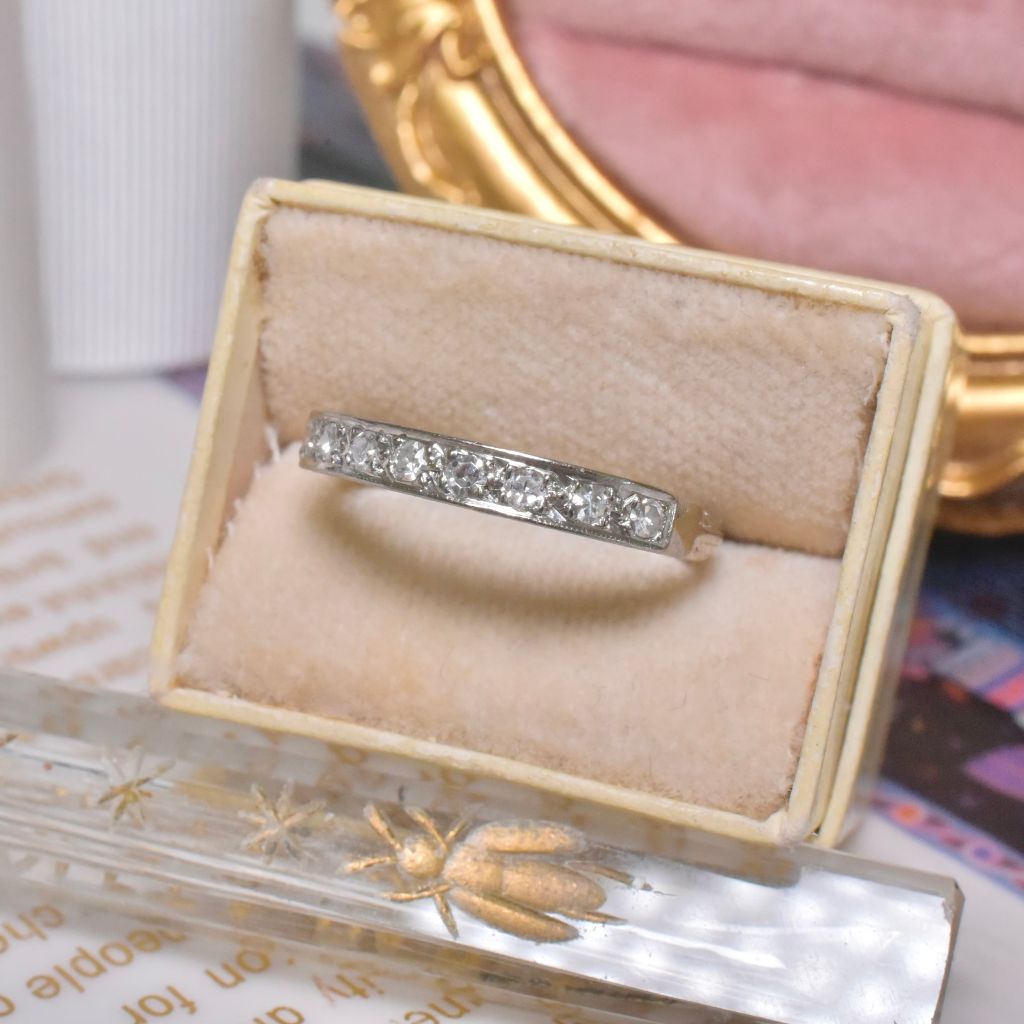 Antique Art Deco Platinum, Palladium And 18ct White Gold Diamond Ring Circa 1920-30