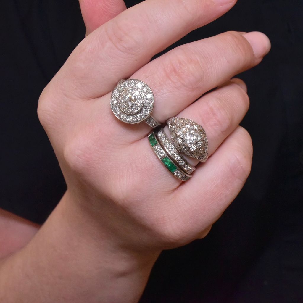 Antique Art Deco Platinum, Palladium And 18ct White Gold Diamond Ring Circa 1920-30