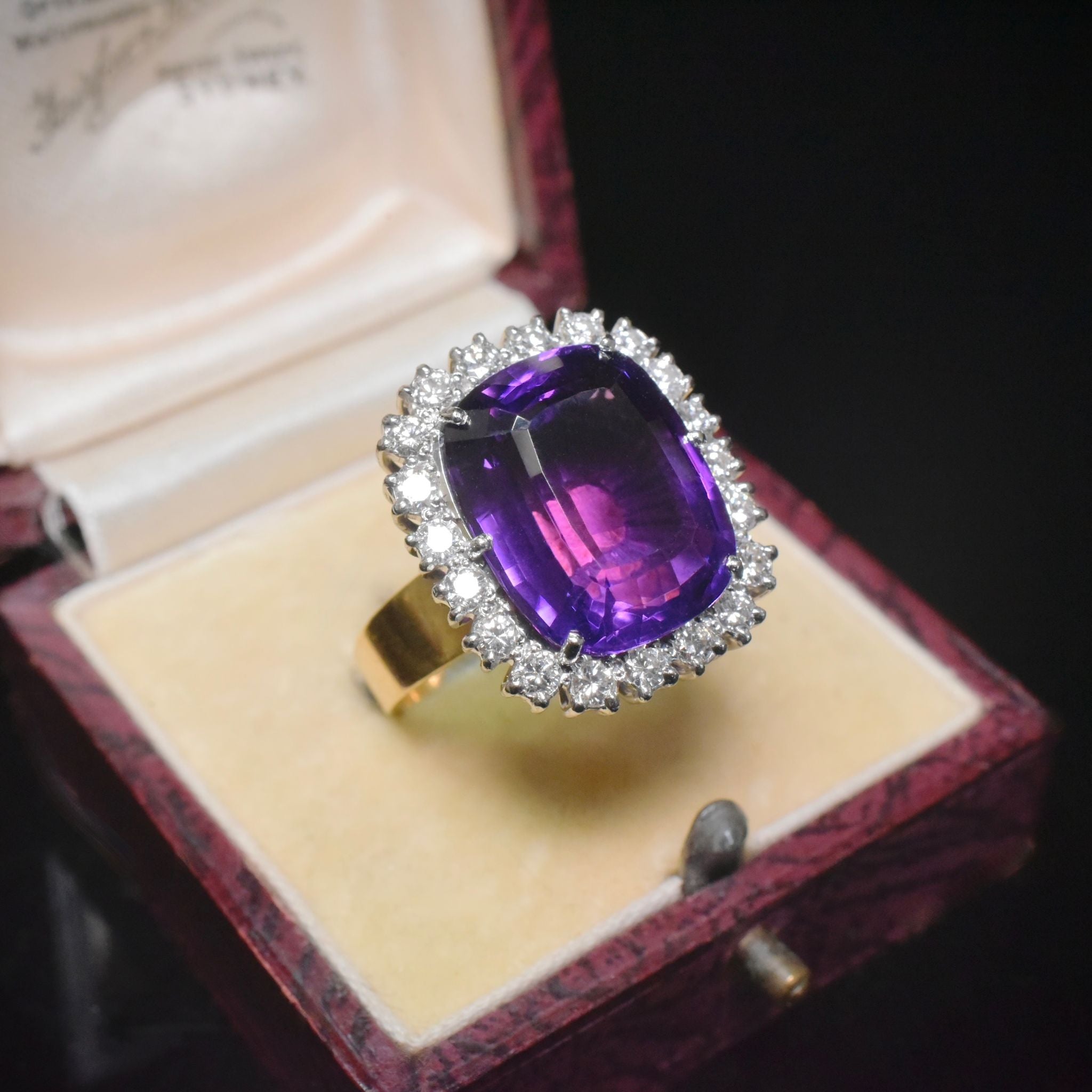 Outstanding 18ct Yellow Gold Amethyst And Diamond Ring