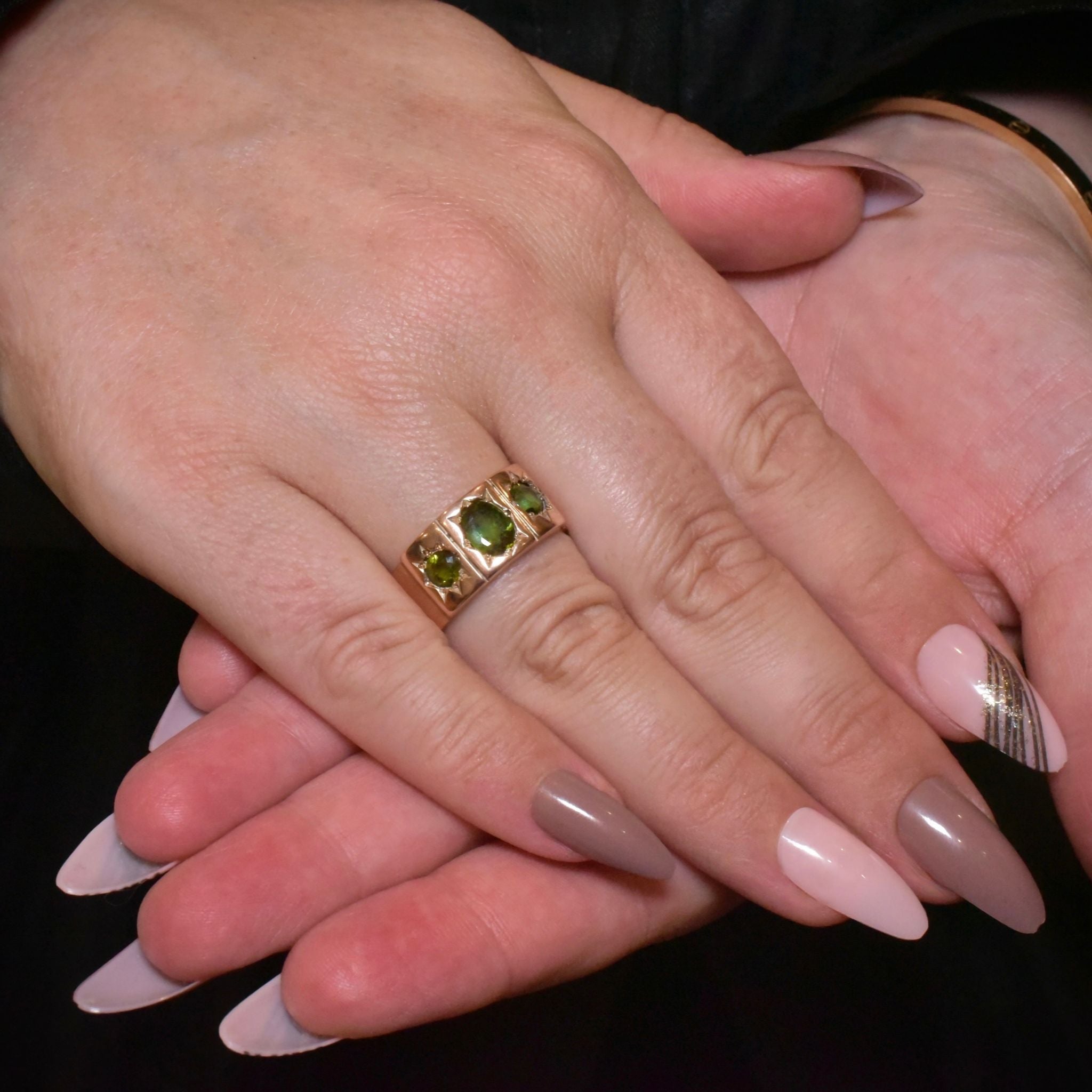 Modern ‘Antique Style’ 9ct Rose Gold Tourmaline ‘Cigar’ Band (Included In Purchase Valuation For $5,750 AUD