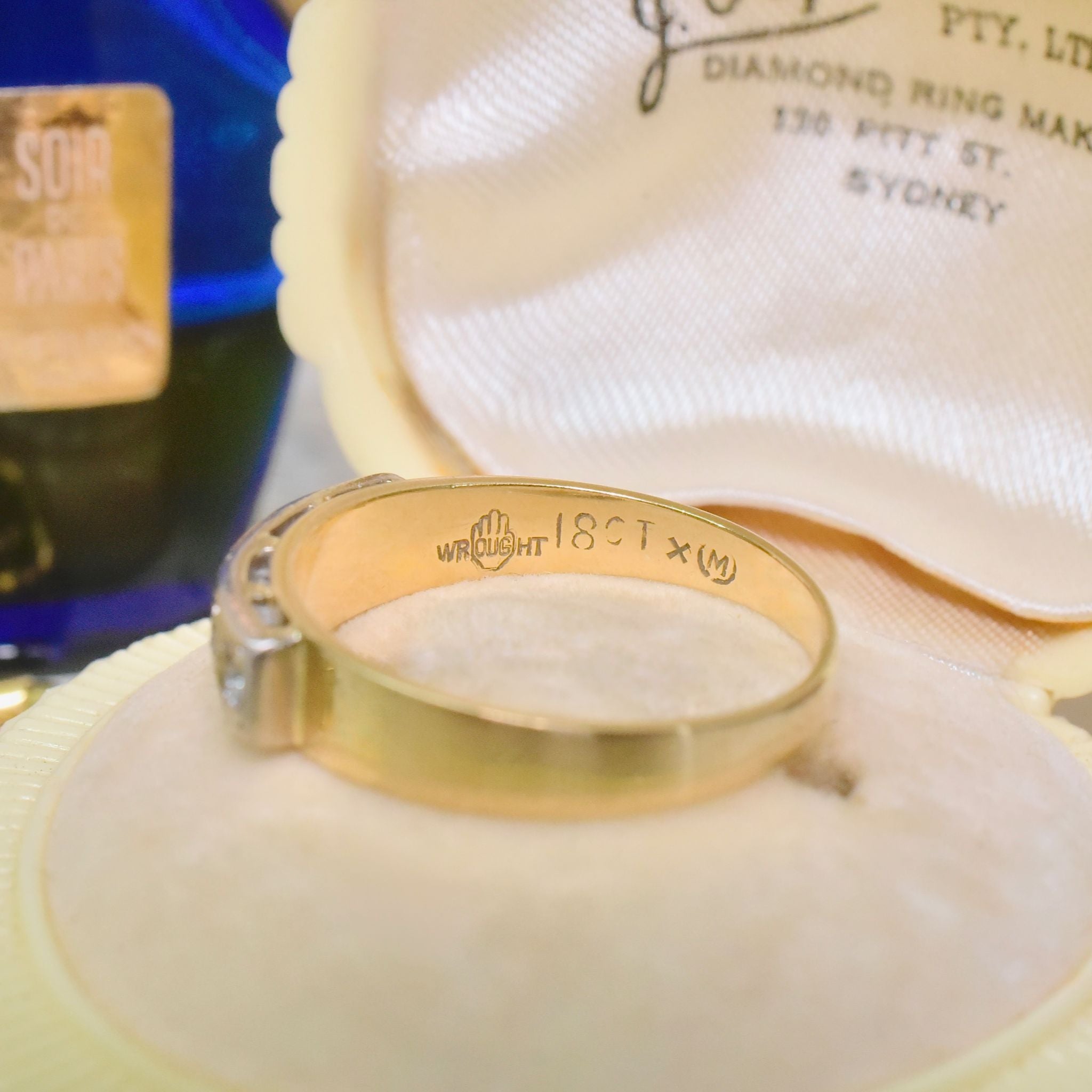 Vintage Australian 18ct Yellow Gold Diamond And Sapphire Ring Circa 1940-50