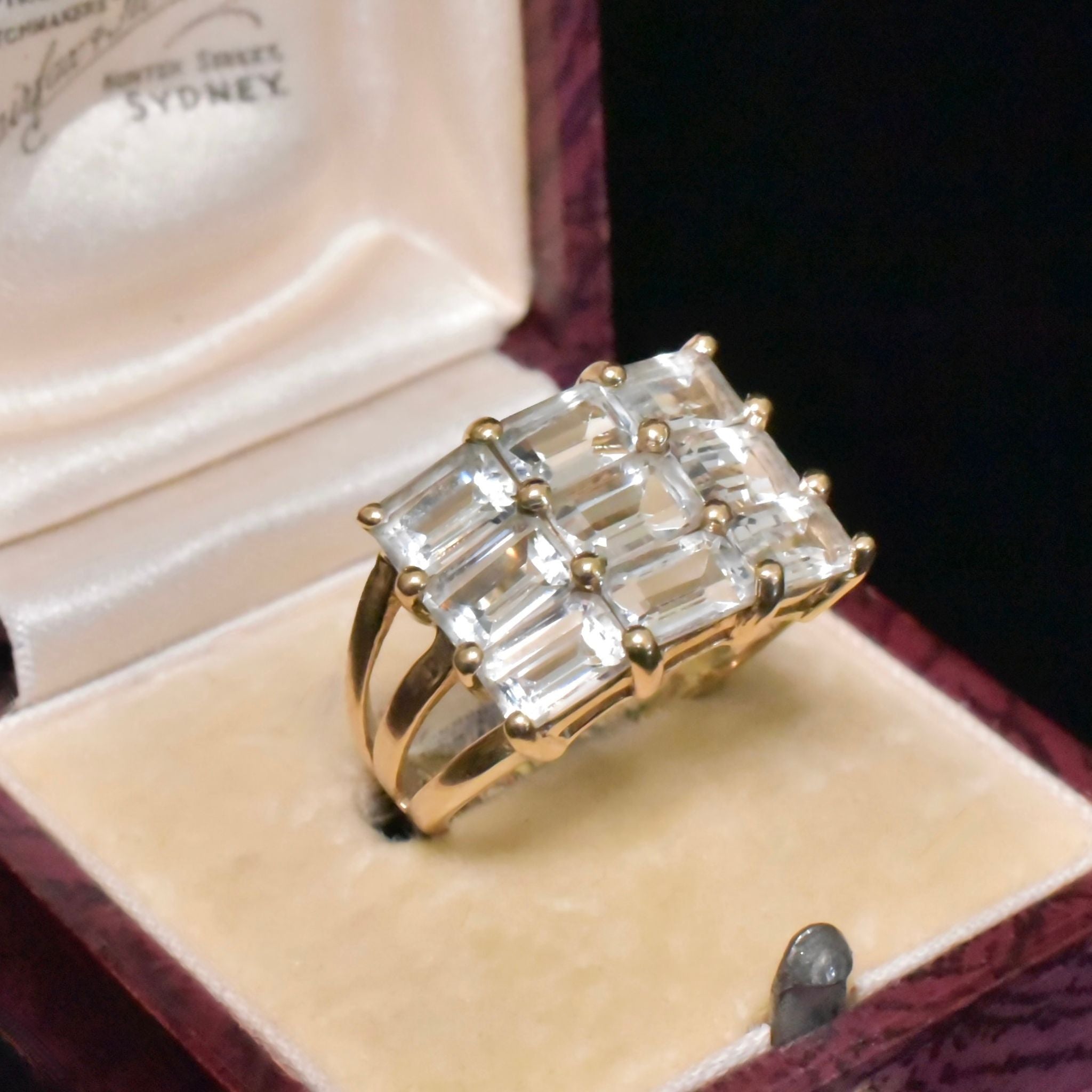 Contemporary 9ct Yellow Gold Aquamarine Multi-Gem Ring - Birmingham 2007