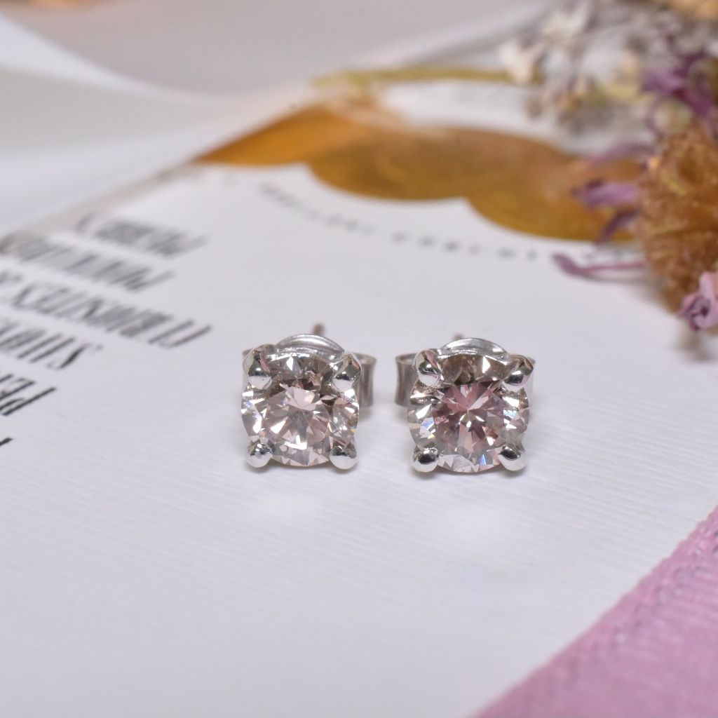 Contemporary 18ct White Gold Fancy Light Brown* Diamond Earrings - 1.70ct Included In Purchase An Independent Valuation For $11,590 AUD