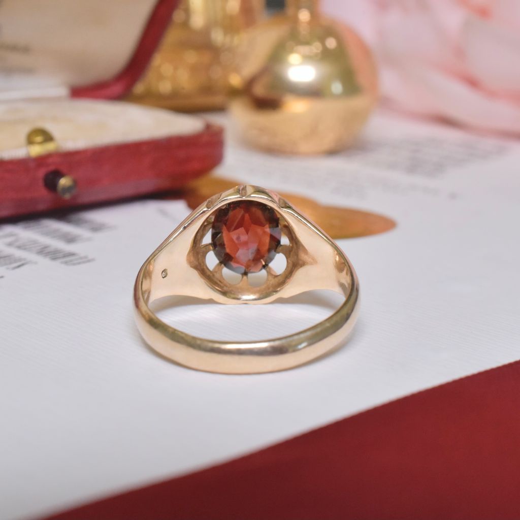 Vintage Art Deco 9ct Yellow Gold And Garnet Ring - Chester 1935