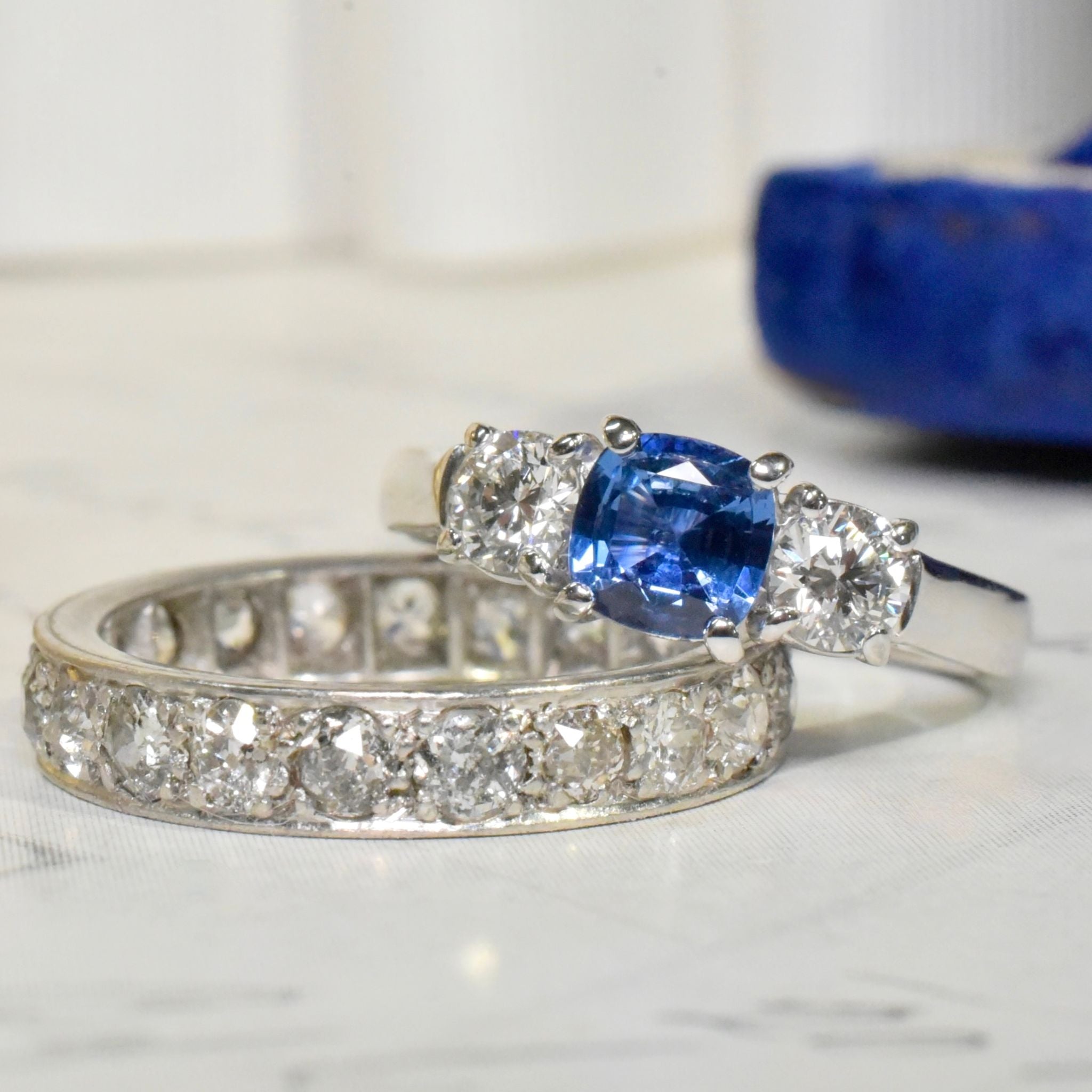 Superb Australian Designer 18ct White Gold, Platinum, Palladium Ceylon Sapphire Diamond Ring Included In Purchase NCJV Valuation For $9,200 AUD
