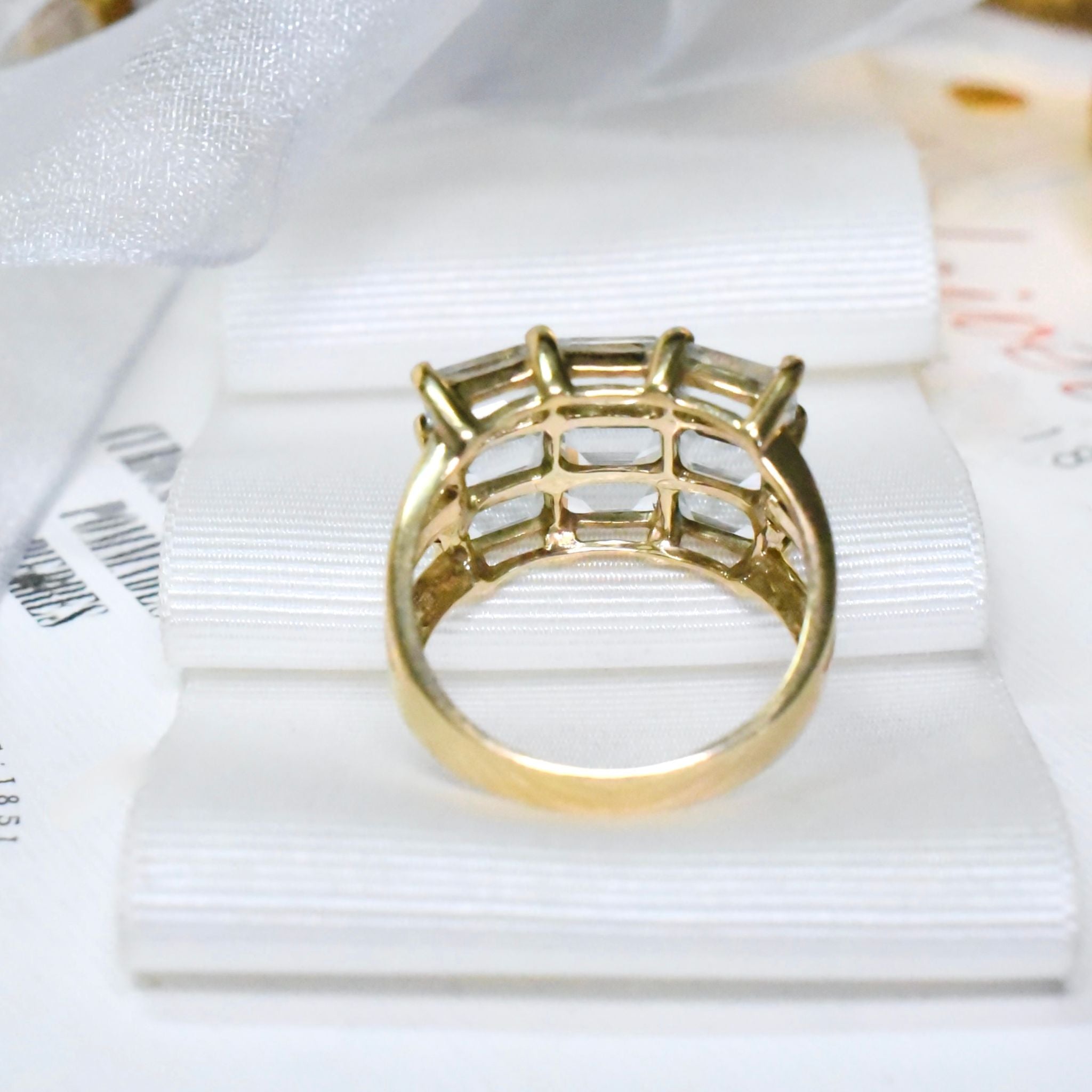 Contemporary 9ct Yellow Gold Aquamarine Multi-Gem Ring - Birmingham 2007