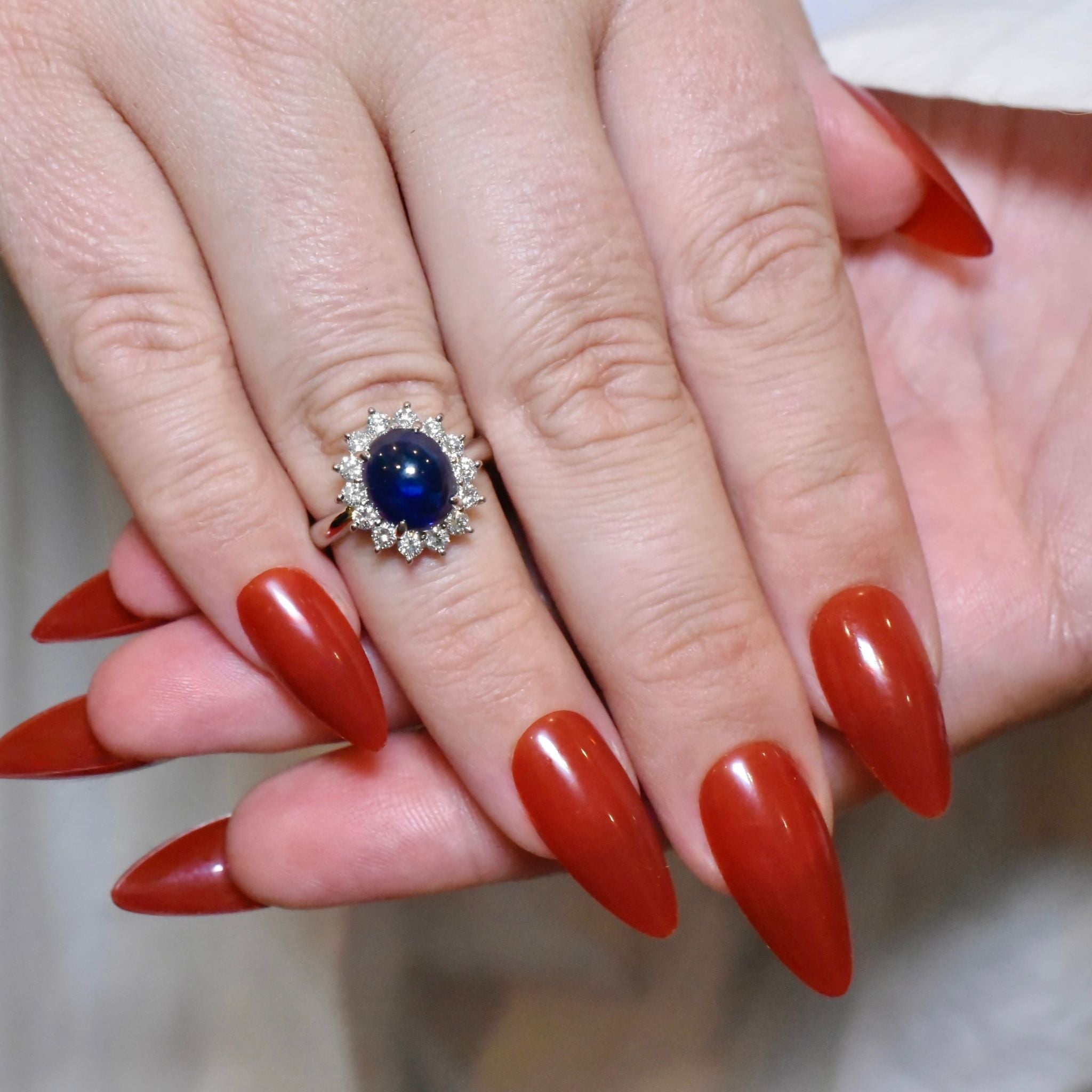 Modern Solid Platinum 4.05ct Sapphire And Diamond Ring (0.64ct)