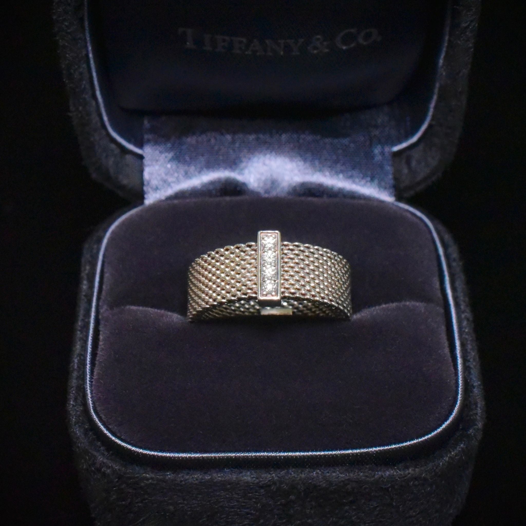 Contemporary Tiffany & Co. Diamond And Sterling Silver ‘Somerset’ Ring With Original Velvet Box