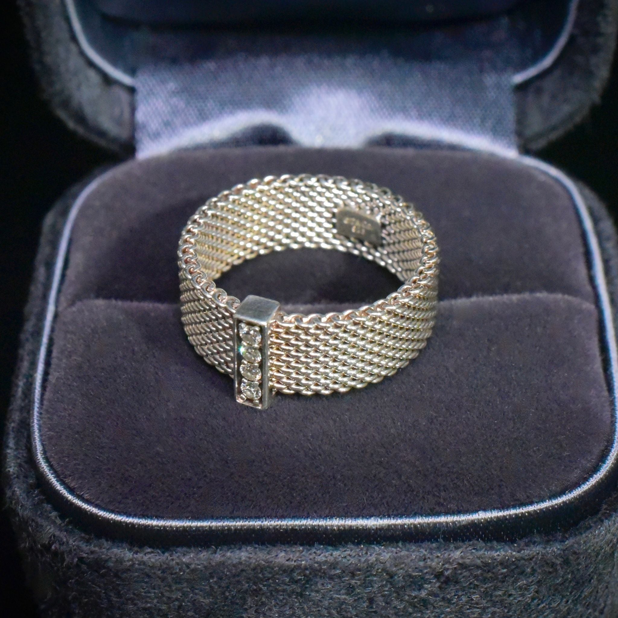 Contemporary Tiffany & Co. Diamond And Sterling Silver ‘Somerset’ Ring With Original Velvet Box