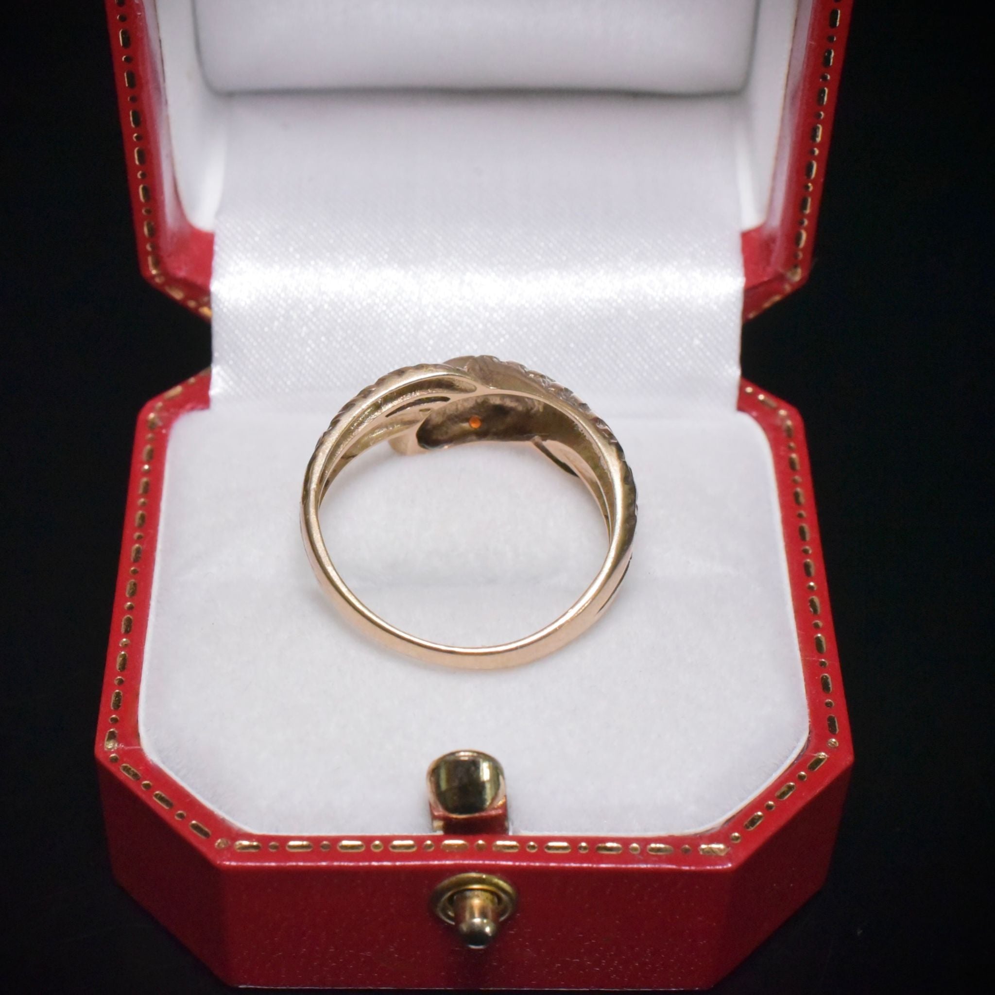Modern 9ct Yellow Gold And Garnet Coiled Serpent Ring - Birmingham