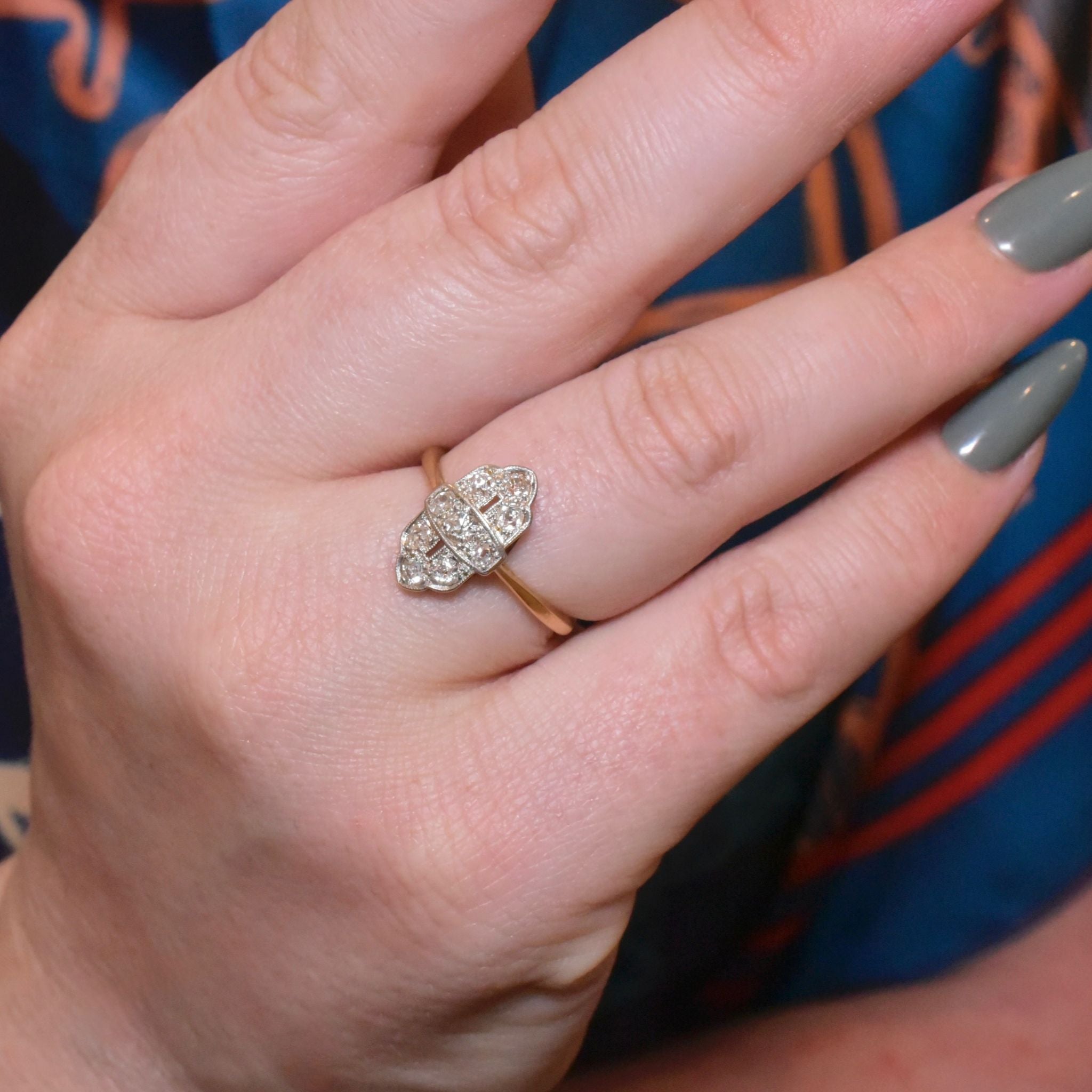 Antique Art Deco 18ct Yellow Gold And Platinum Diamond Ring