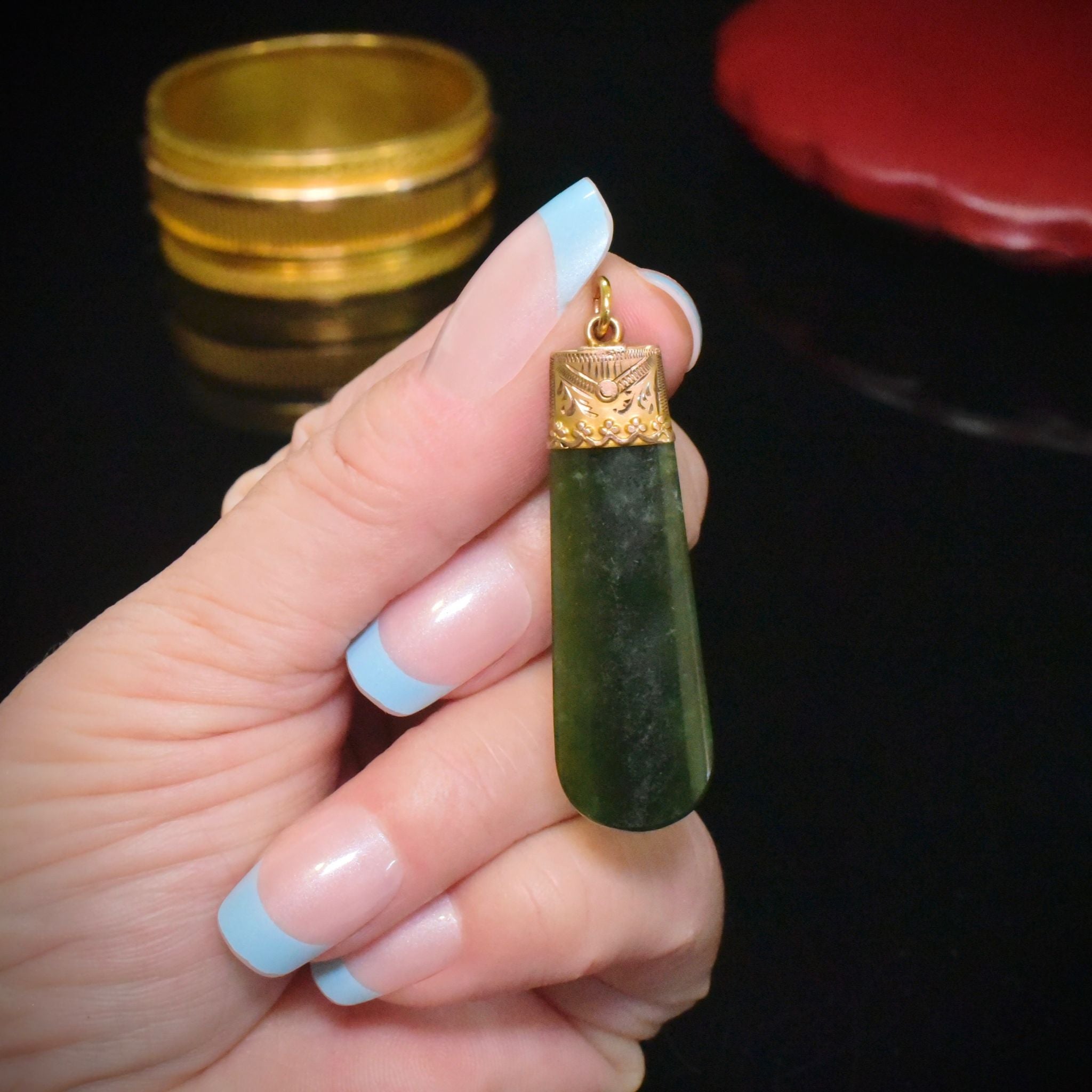 Antique Australian 9ct Gold And Nephrite Jade Fob By Willis And Sons Circa 1905-10