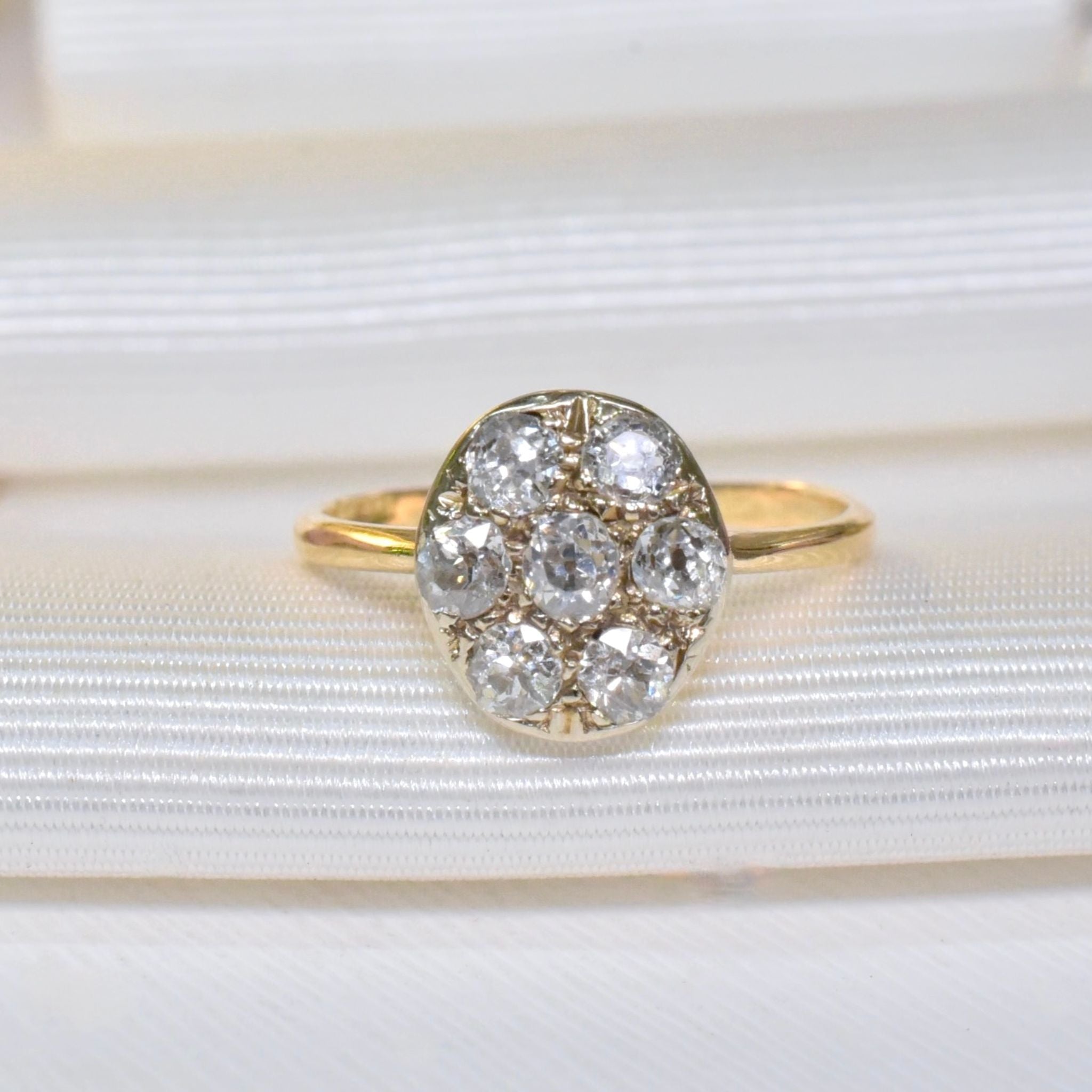 Antique Art Deco 15ct Yellow Gold Daisy Diamond Ring Circa 1925-30
