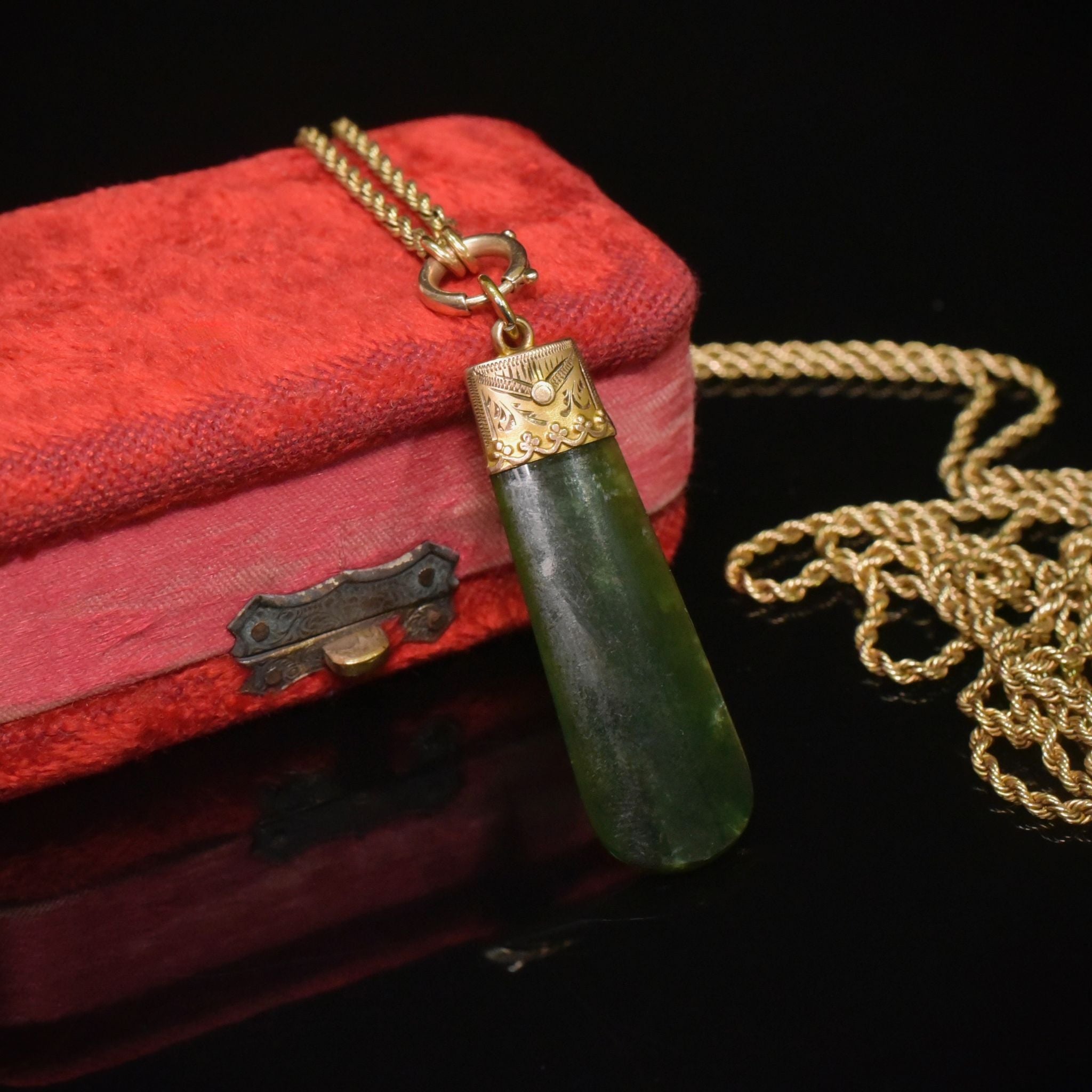 Antique Australian 9ct Gold And Nephrite Jade Fob By Willis And Sons Circa 1905-10