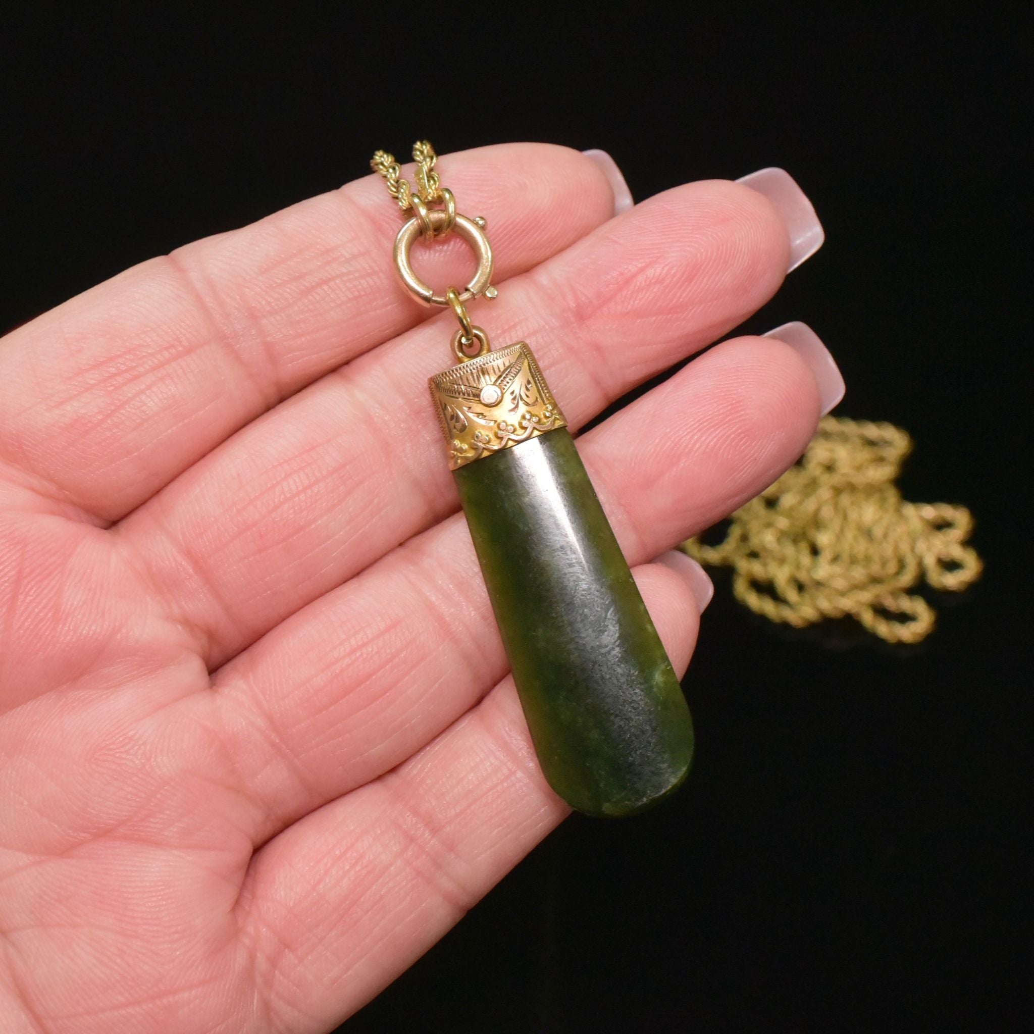 Antique Australian 9ct Gold And Nephrite Jade Fob By Willis And Sons Circa 1905-10
