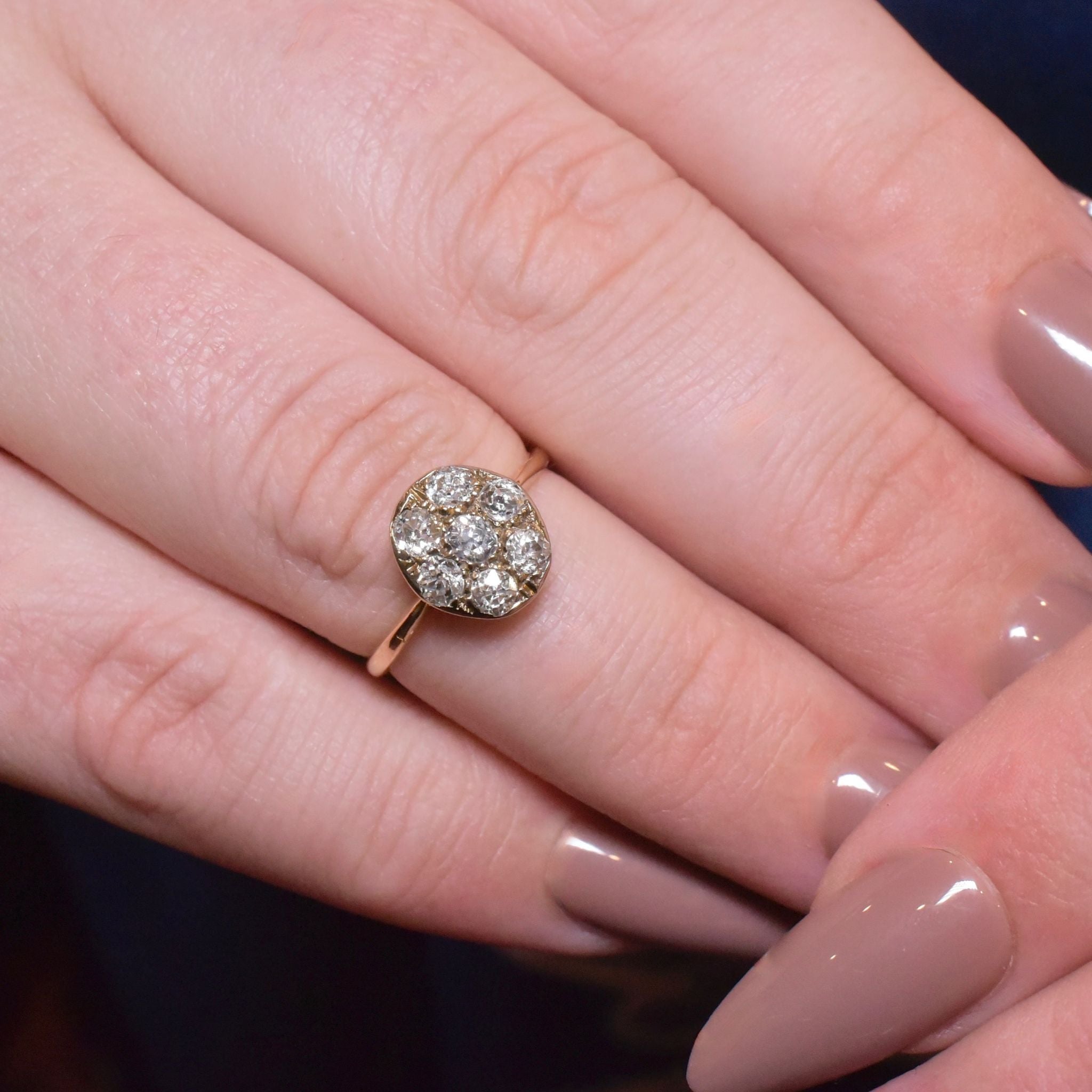 Antique Art Deco 15ct Yellow Gold Daisy Diamond Ring Circa 1925-30