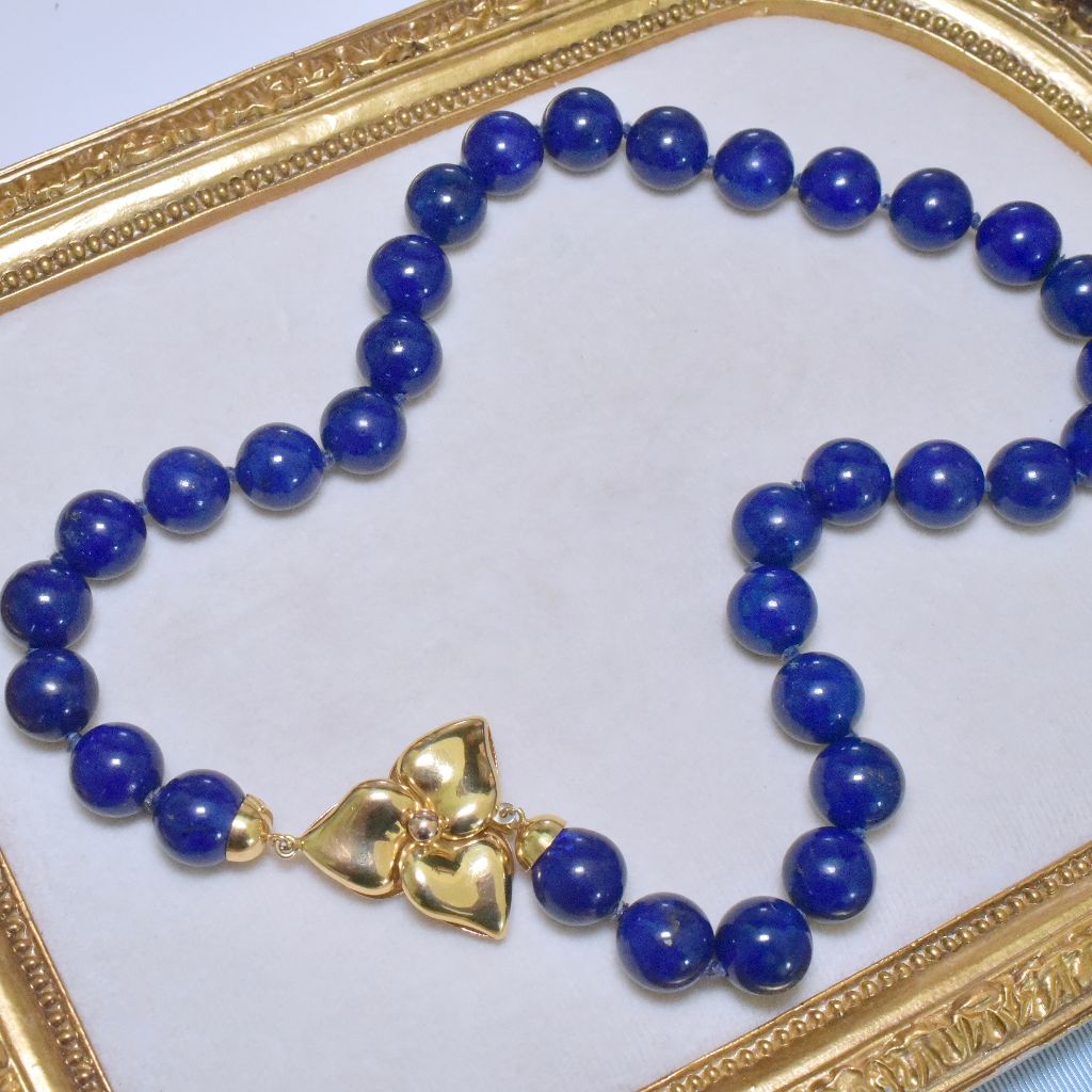 Estate Designer 18ct Gold ‘de Regilus’ Italian Gold And Lapis Lazuli Necklace