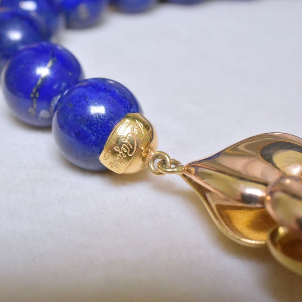 Estate Designer 18ct Gold ‘de Regilus’ Italian Gold And Lapis Lazuli Necklace