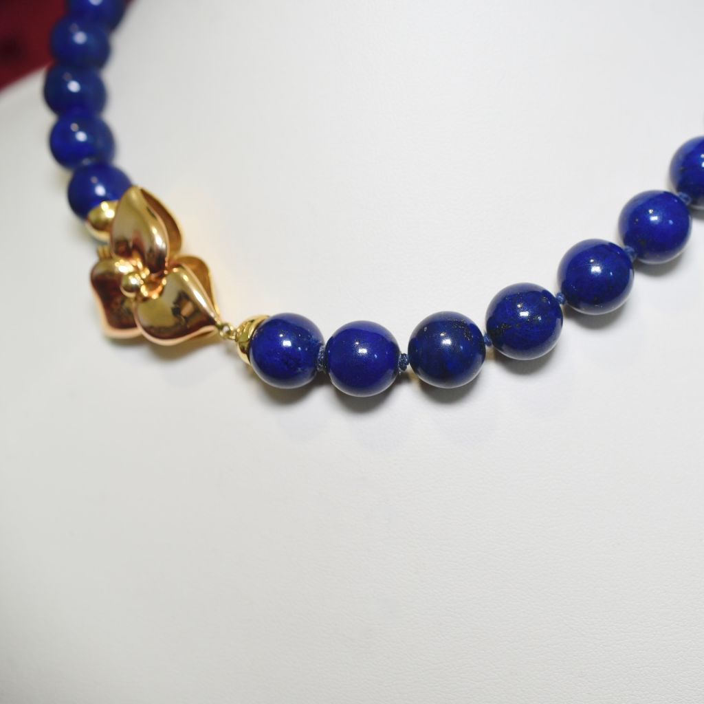 Estate Designer 18ct Gold ‘de Regilus’ Italian Gold And Lapis Lazuli Necklace