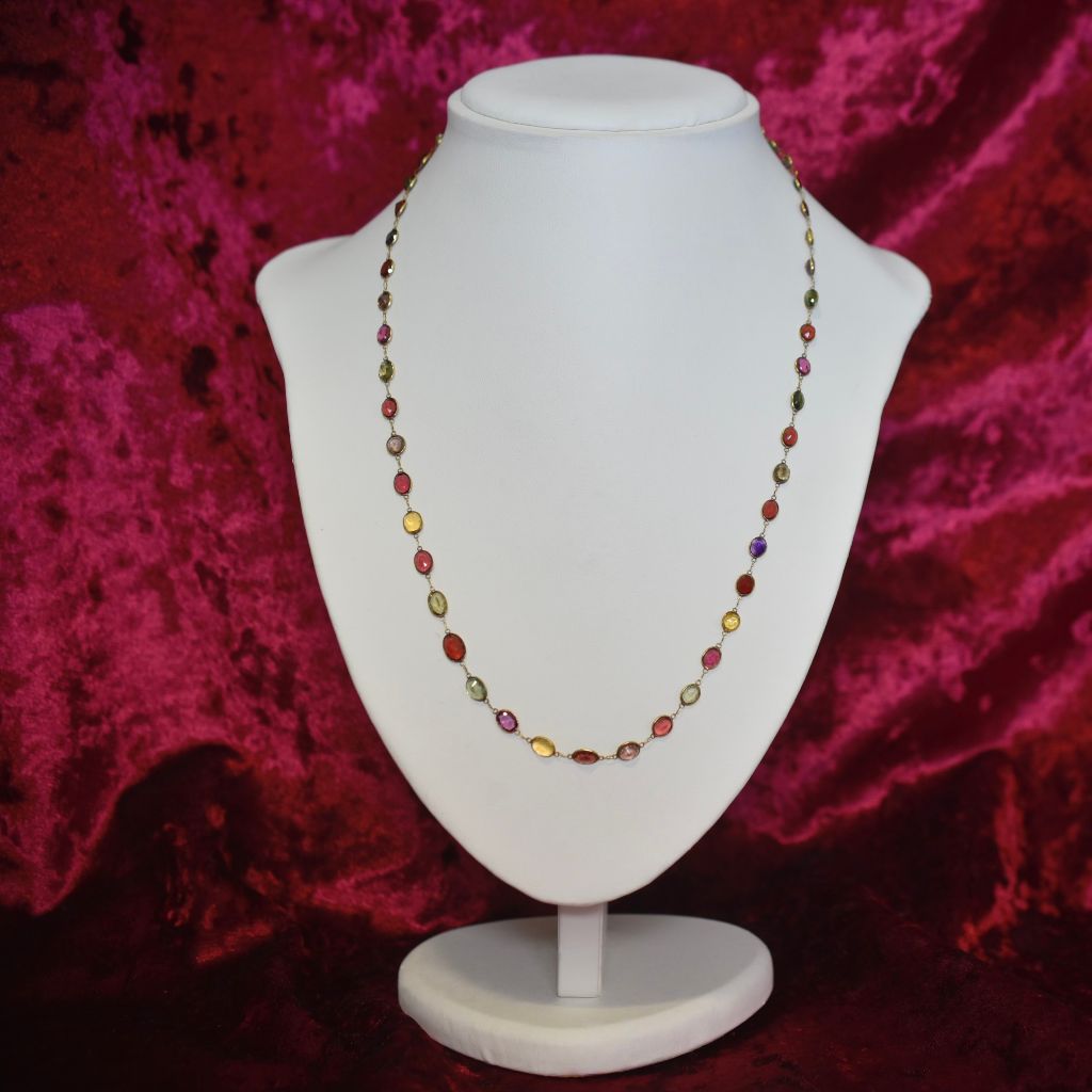 Vintage 9ct and 14ct Yellow Gold Multi-Gem Necklace - 60cm