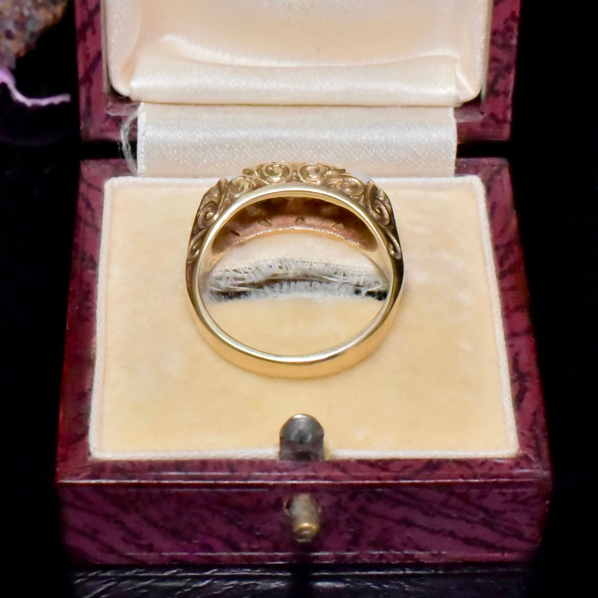 Charming Vintage 9ct Yellow Gold Opal And Emerald Ring - London 1977