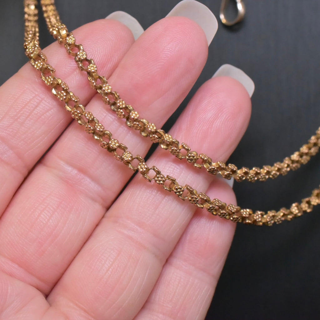 Antique Georgian Pinchbeck Floral Long Guard Chain Circa 1820-30