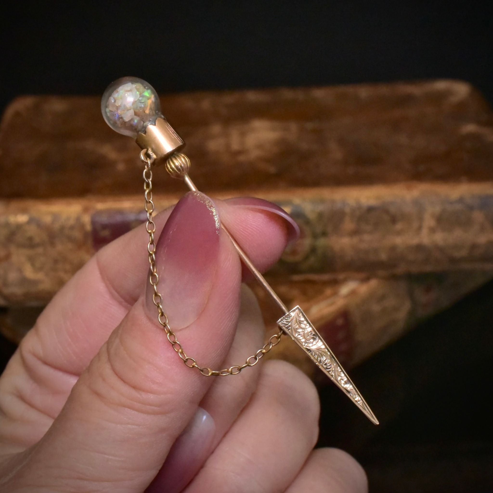 Antique Edwardian Australian 9ct Rose Gold Opal Specimen ‘Jabot’ Pin By Willis And Sons
