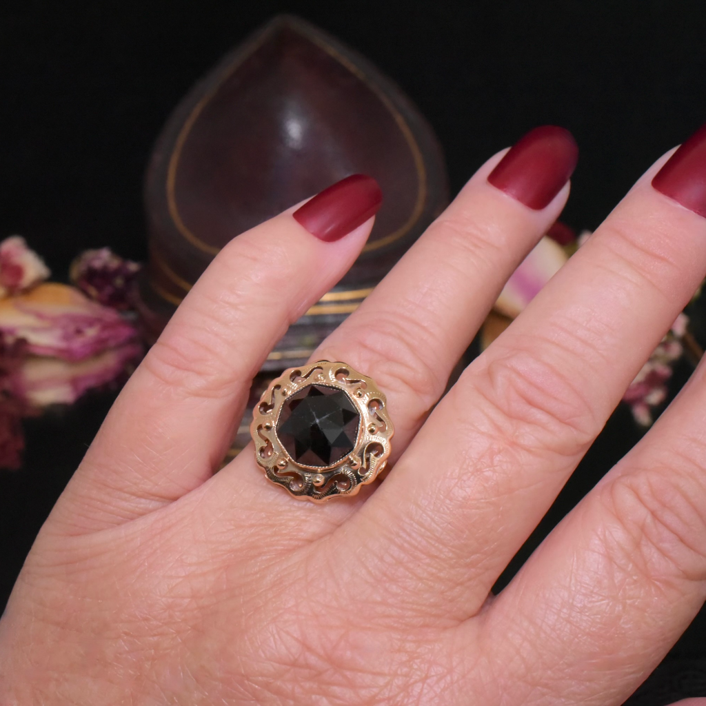 Vintage 14ct Rose Gold And Rose-Cut Garnet Ring