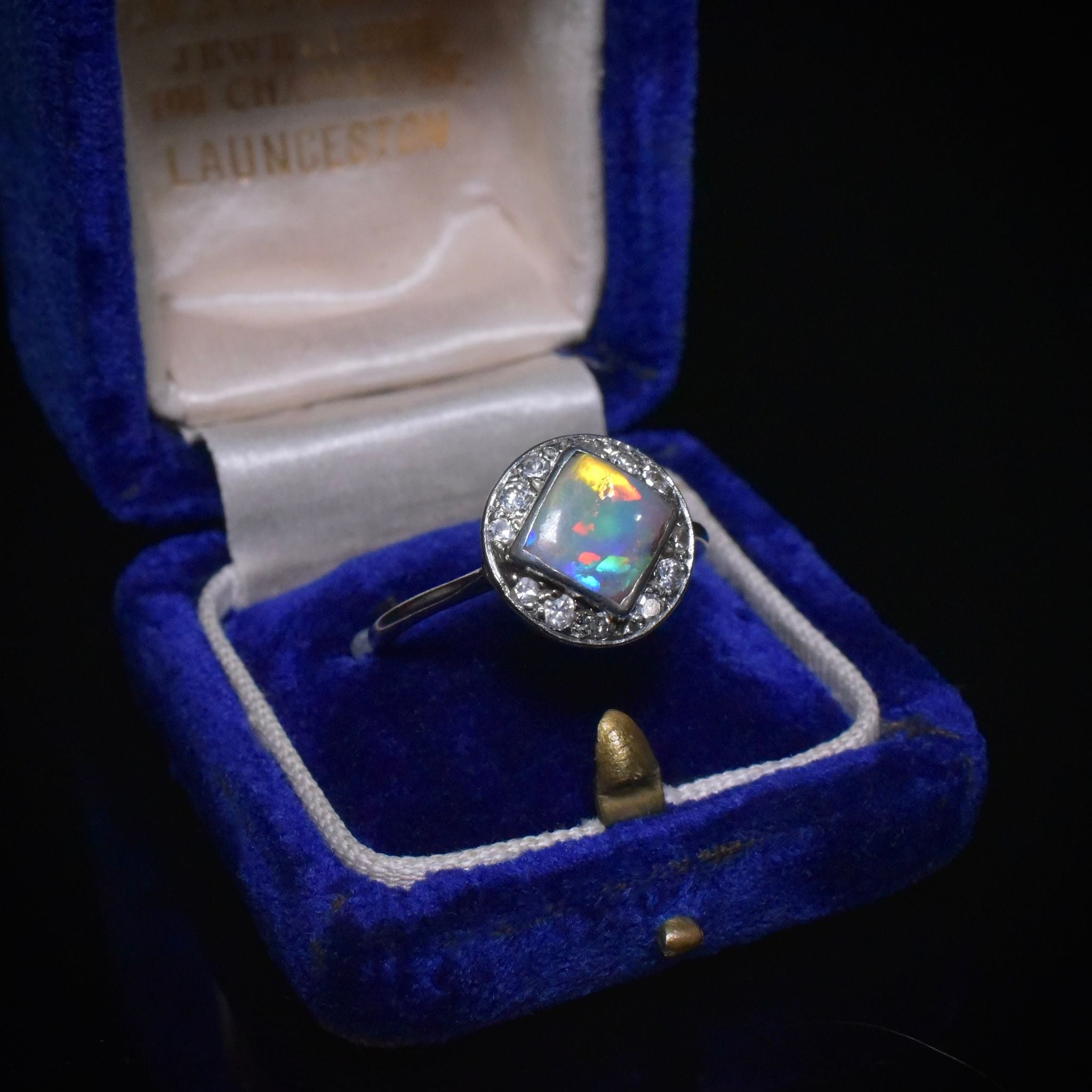 Antique Art Deco Platinum, Solid Opal And Diamond ‘Daisy Halo Ring Circa 1925-35