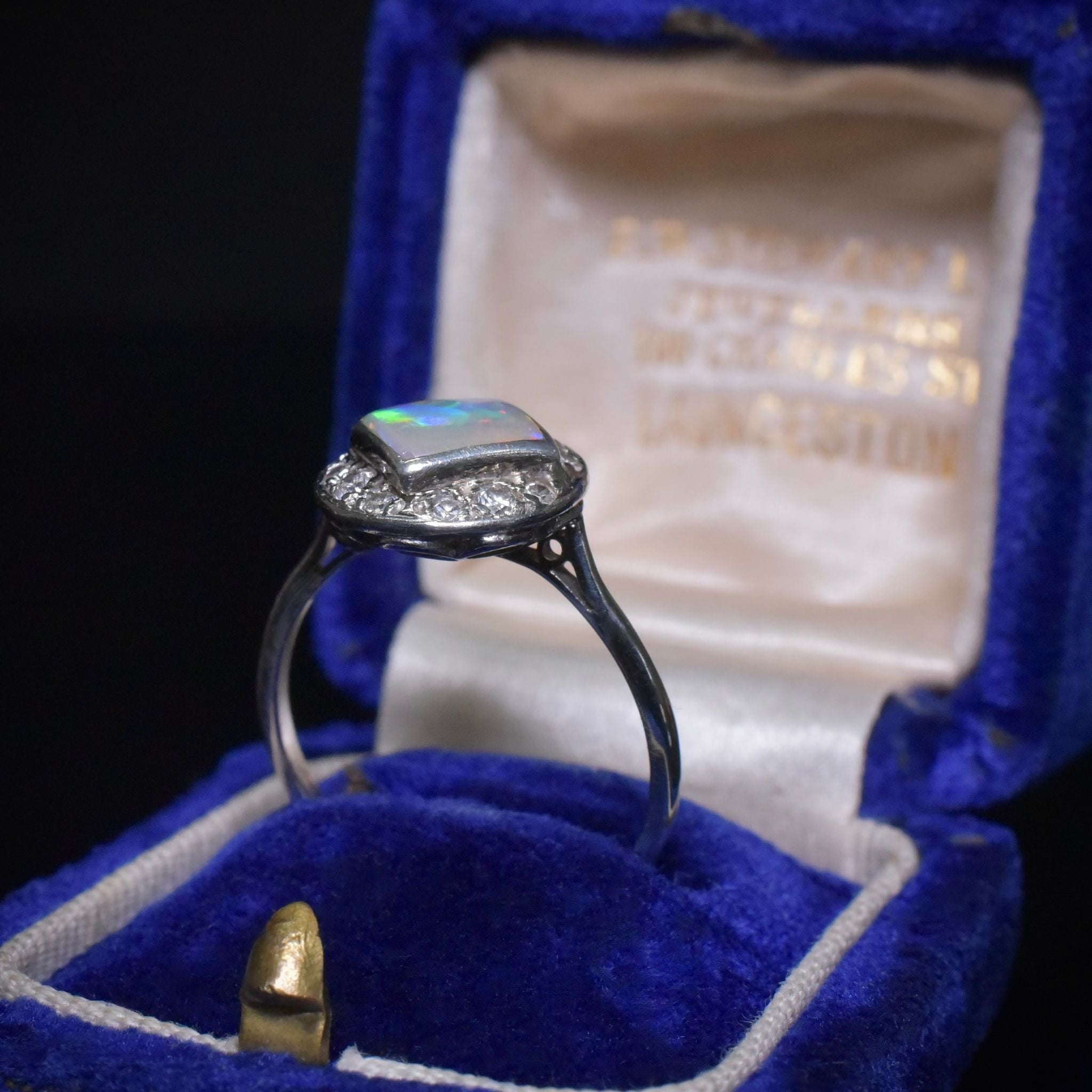 Antique Art Deco Platinum, Solid Opal And Diamond ‘Daisy Halo Ring Circa 1925-35