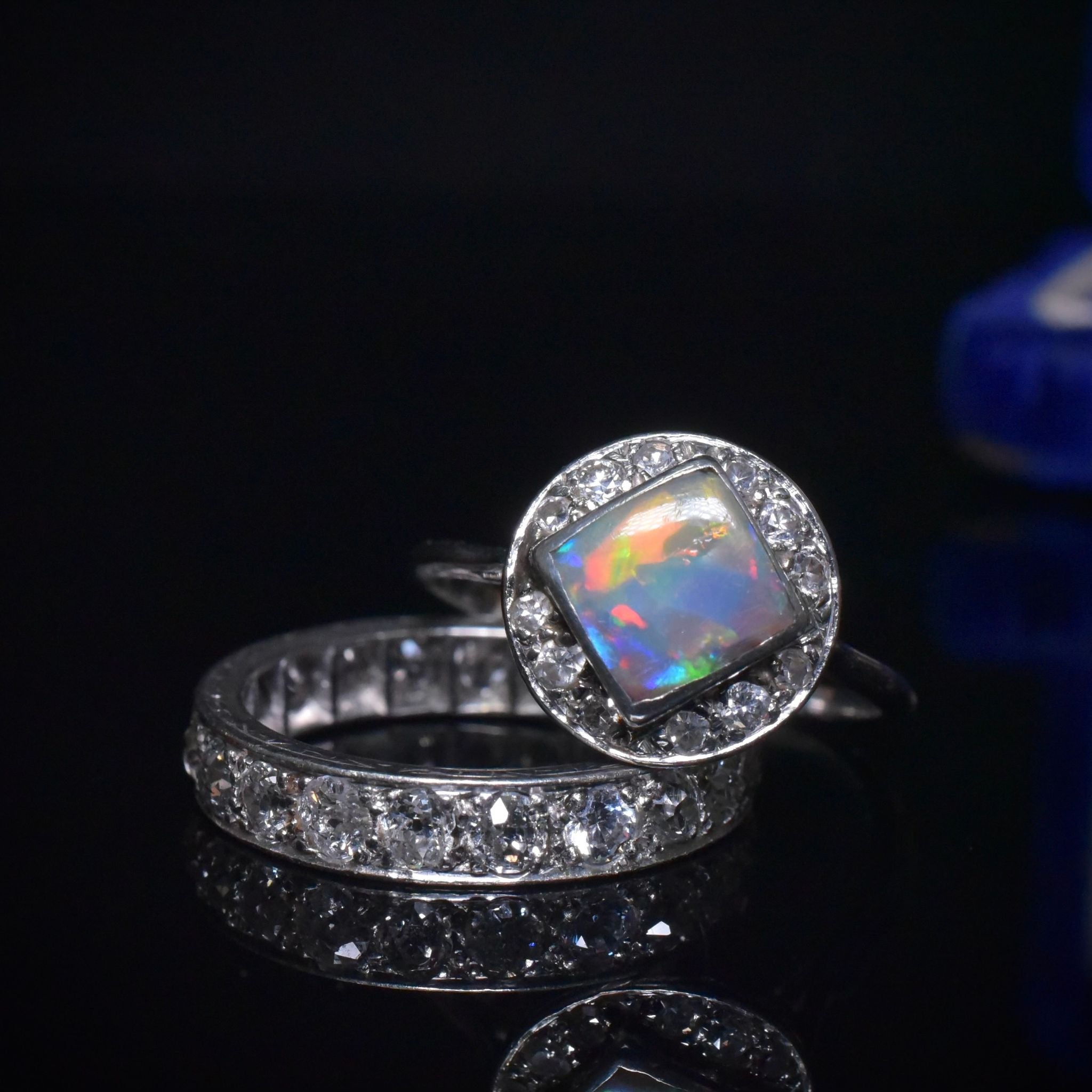Antique Art Deco Platinum, Solid Opal And Diamond ‘Daisy Halo Ring Circa 1925-35