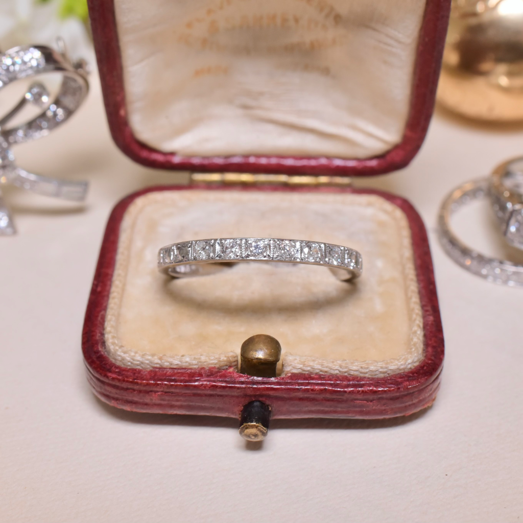 Antique Art Deco Half Hoop Diamond Platinum Eternity Ring Circa 1920-30