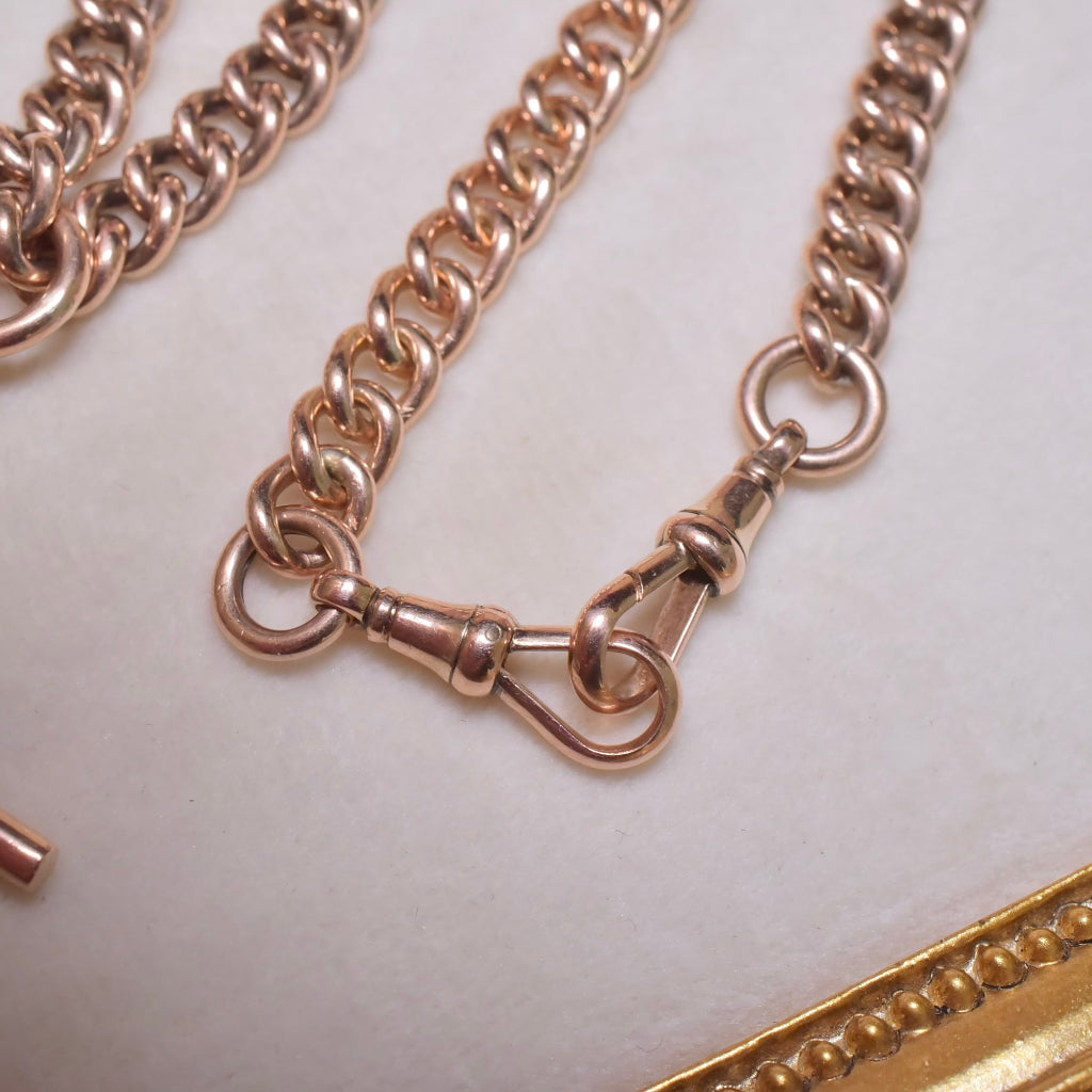 Antique Australian 9ct Rose Gold Double Albert Watch Chain - 42cm - 39 grams - Circa 1900-1915