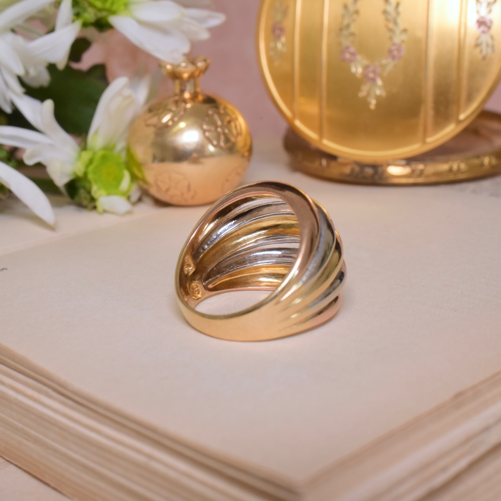 Estate Italian 18ct Tri-Colour Gold Bombe Ring
