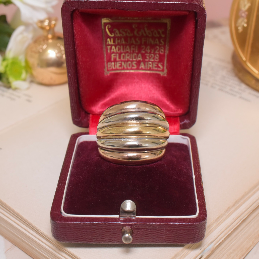 Estate Italian 18ct Tri-Colour Gold Bombe Ring