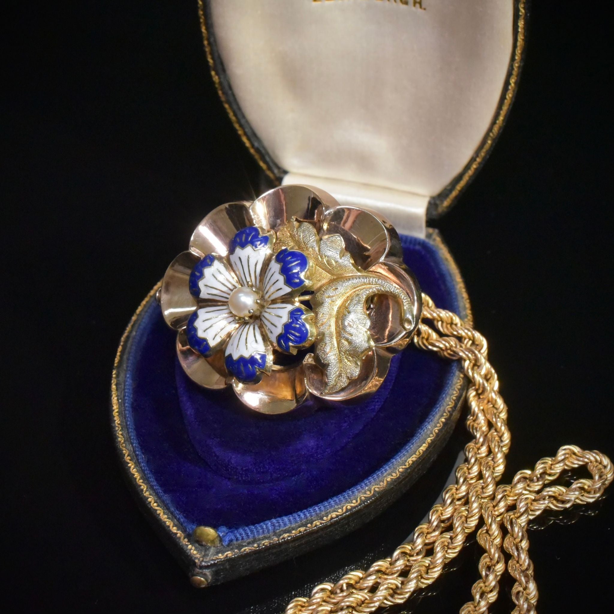 Antique Art Nouveau 9ct Rose Gold And Enamel Combination Pendant / Brooch Circa 1900