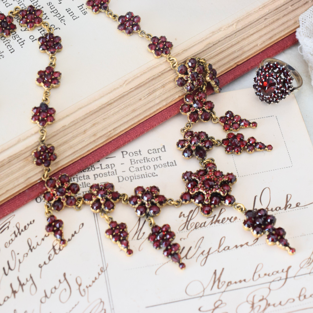 Antique Victorian Bohemian Garnet ‘Fringe’ Necklace Circa 1890-1910