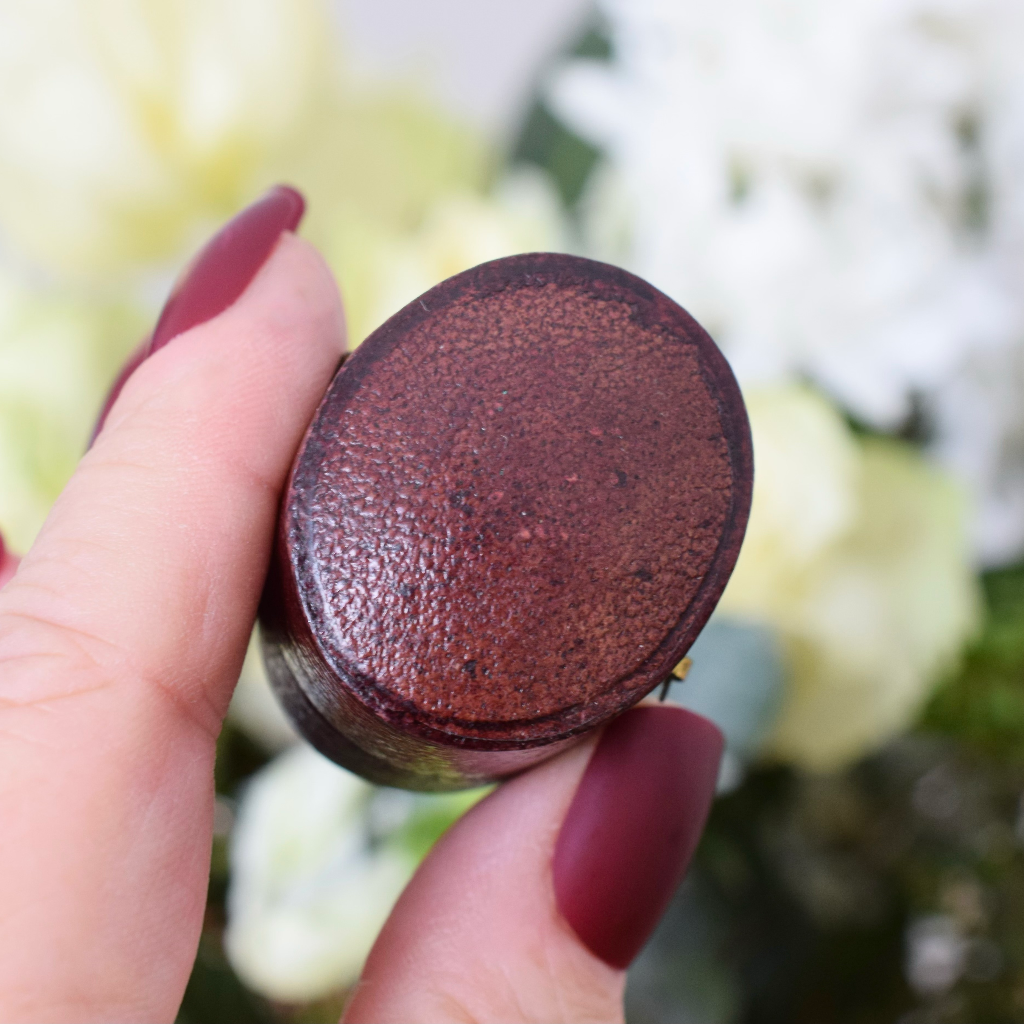 Large Victorian Brown Leather Ring Box