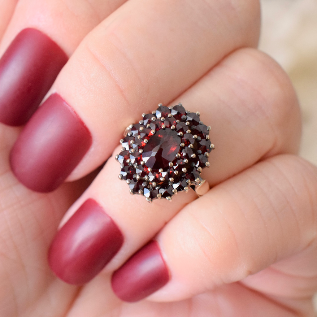 Early 20th Century Silver Gilt Bohemian Garnet Ring