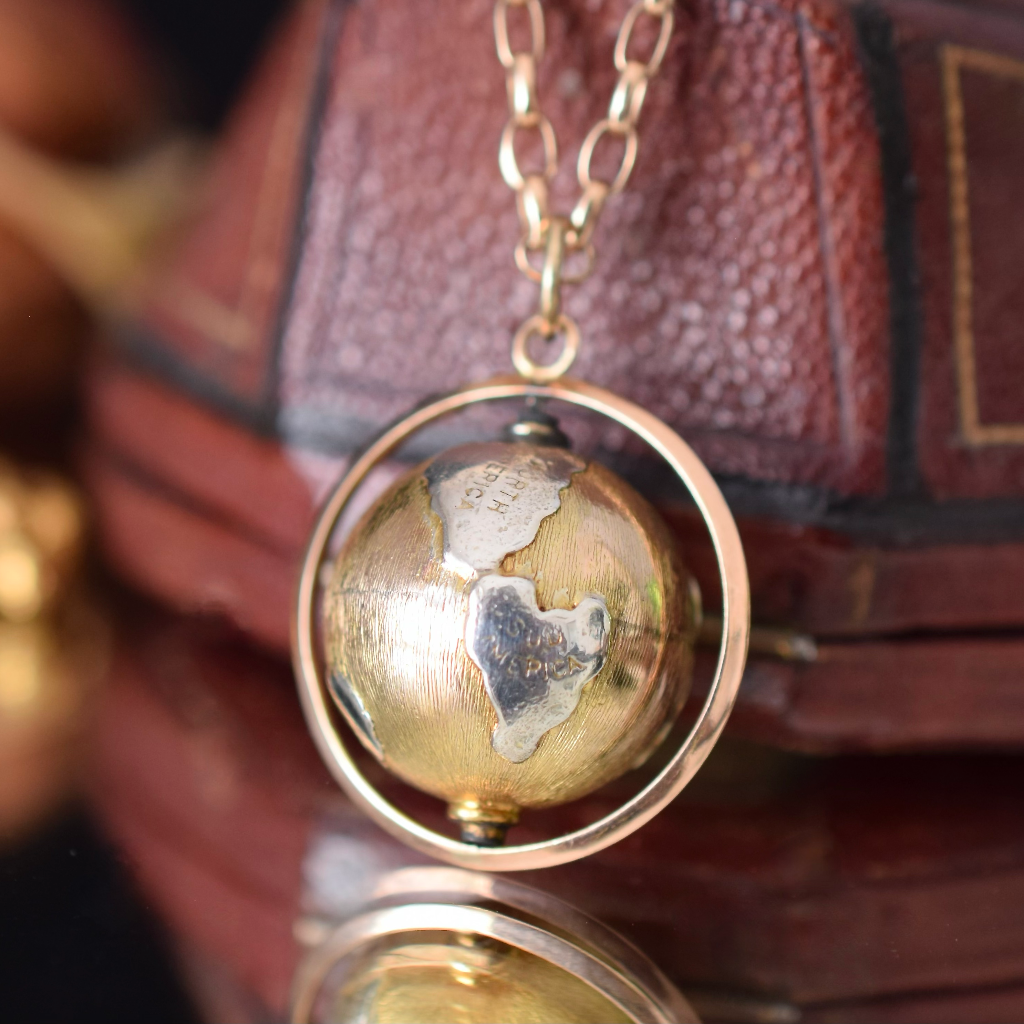 Vintage Mid-Century 14ct Gold World Globe Pendant / Charm Circa 1950