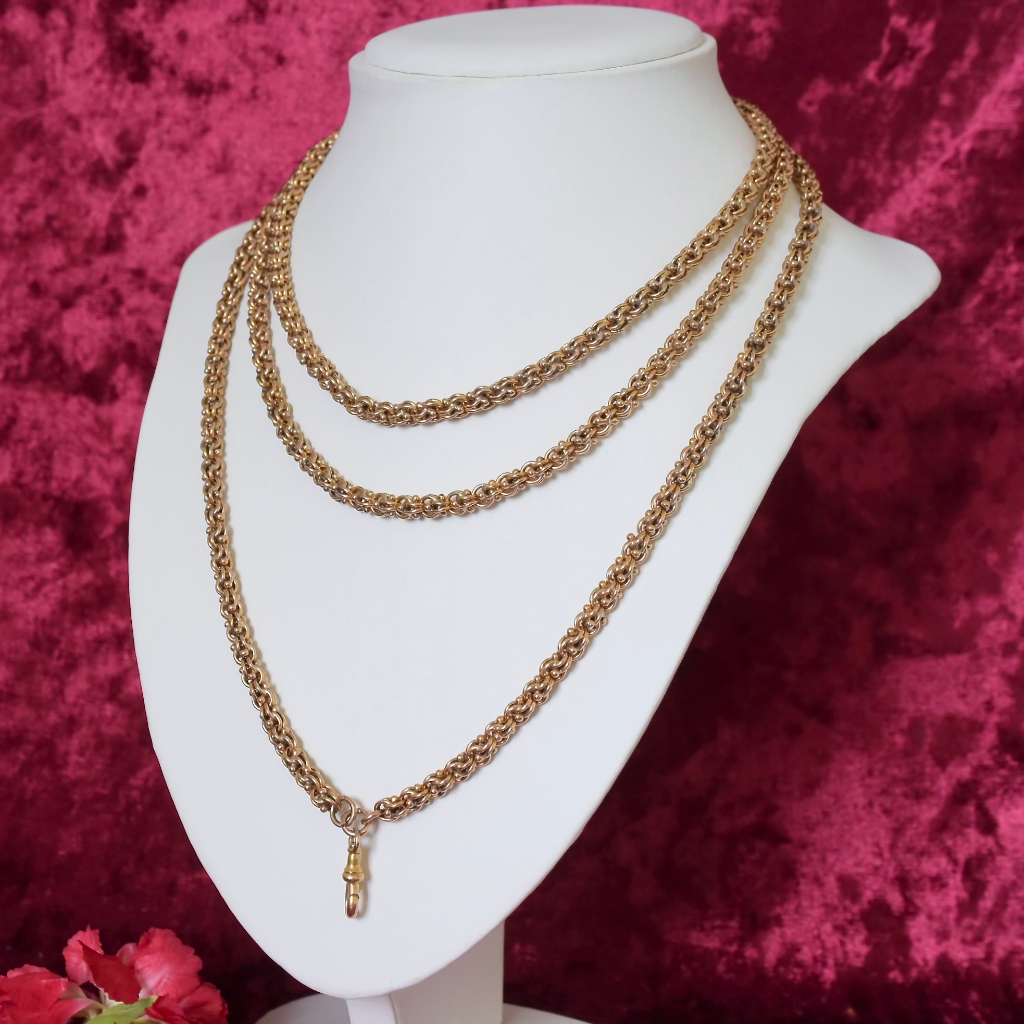Antique Victorian Rose *Rolled Gold* Long guard Chain - 126 Grams