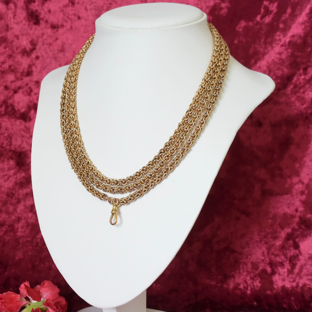 Antique Victorian Rose *Rolled Gold* Long guard Chain - 126 Grams