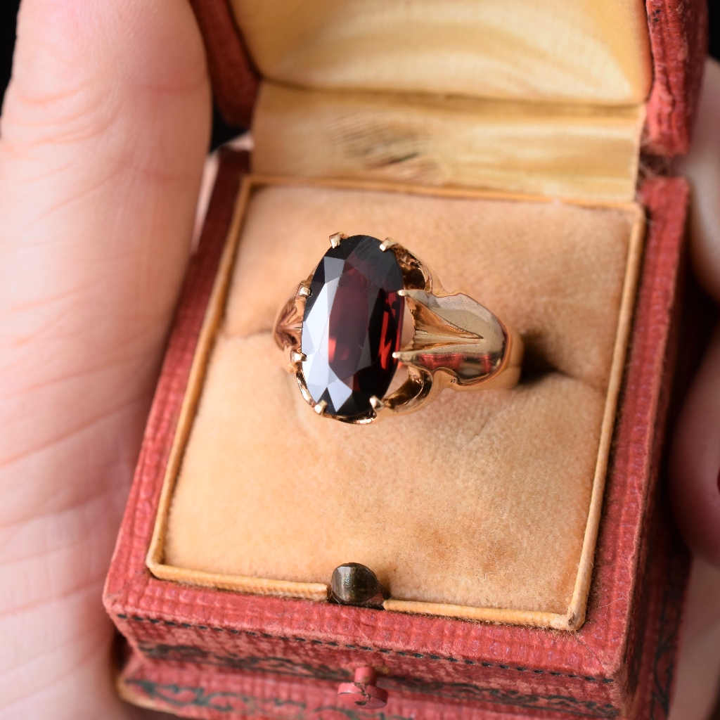 Antique 18ct Yellow Gold Garnet Ring Circa 1910