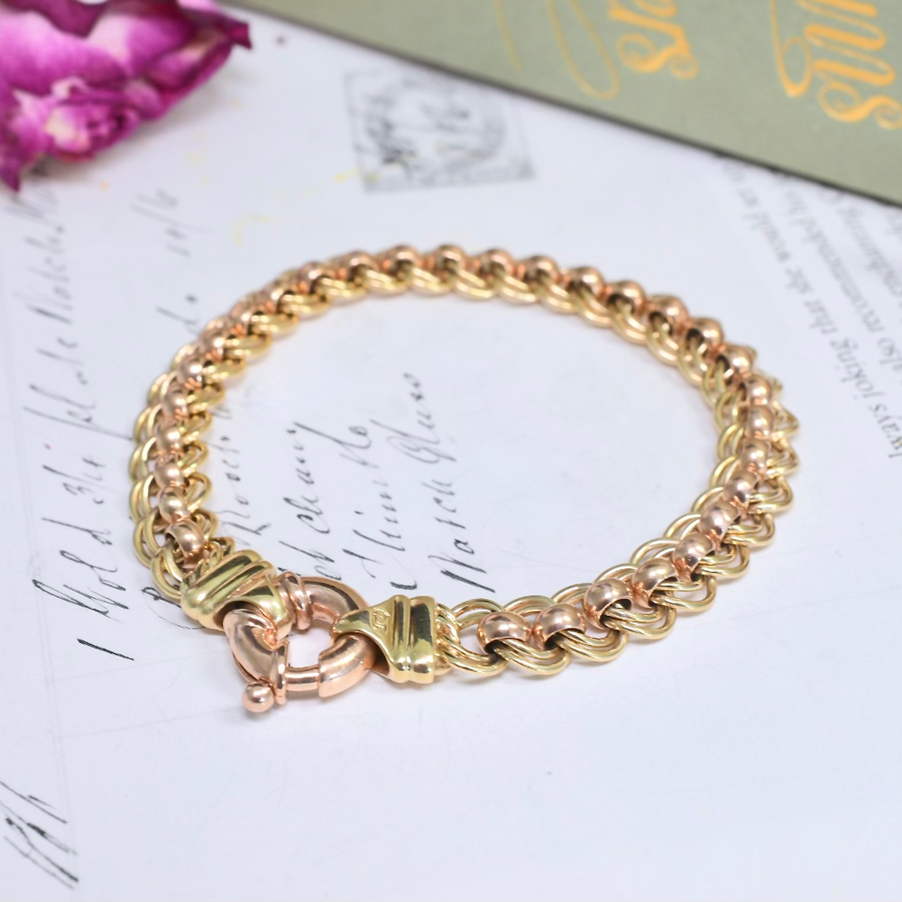 Modern 9ct Two-Toned Rose And Yellow Gold ‘Rollo’ Bracelet