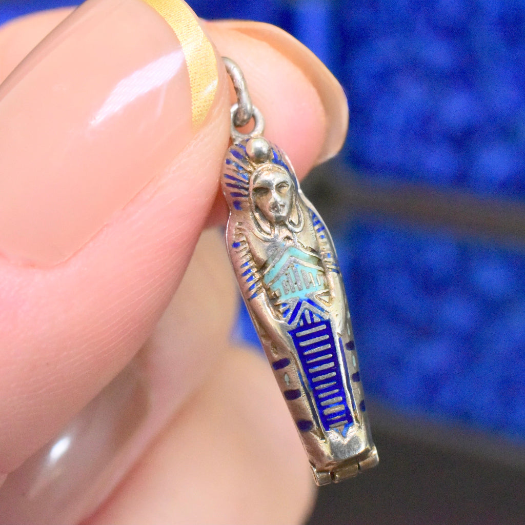 Antique Art Deco Egyptian Revival Sarcophagus And Mummy Pendant Circa 1920-30’s