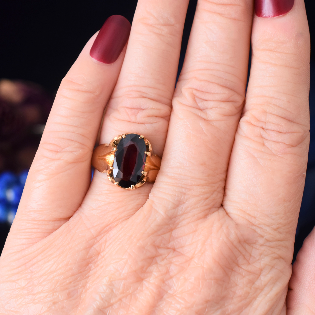 Antique 18ct Yellow Gold Garnet Ring Circa 1910