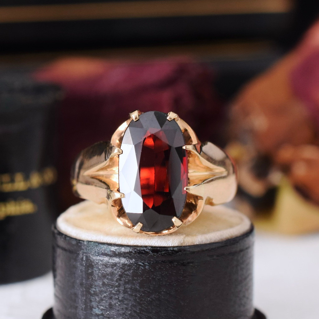 Antique 18ct Yellow Gold Garnet Ring Circa 1910